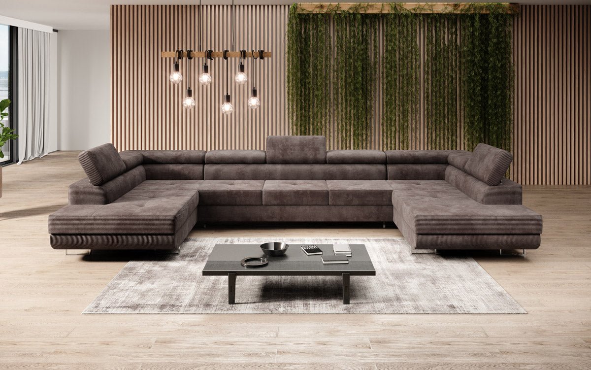 Designer Sofa Taormina mit Schlaf- und Klappfunktion in Cord