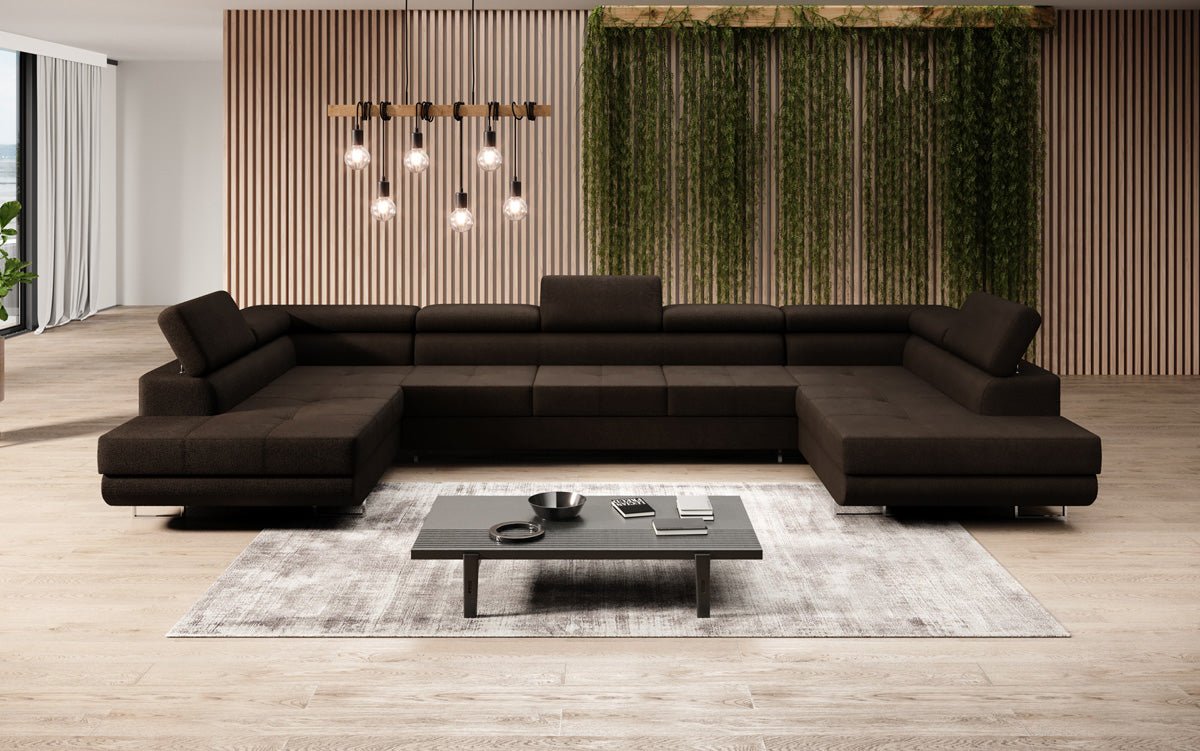 Designer Sofa Taormina mit Schlaf- und Klappfunktion in Bouclé