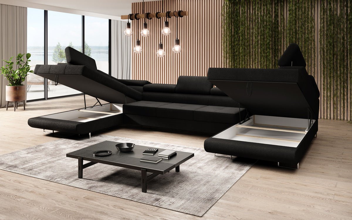 Designer Sofa Taormina mit Schlaf- und Klappfunktion in Bouclé