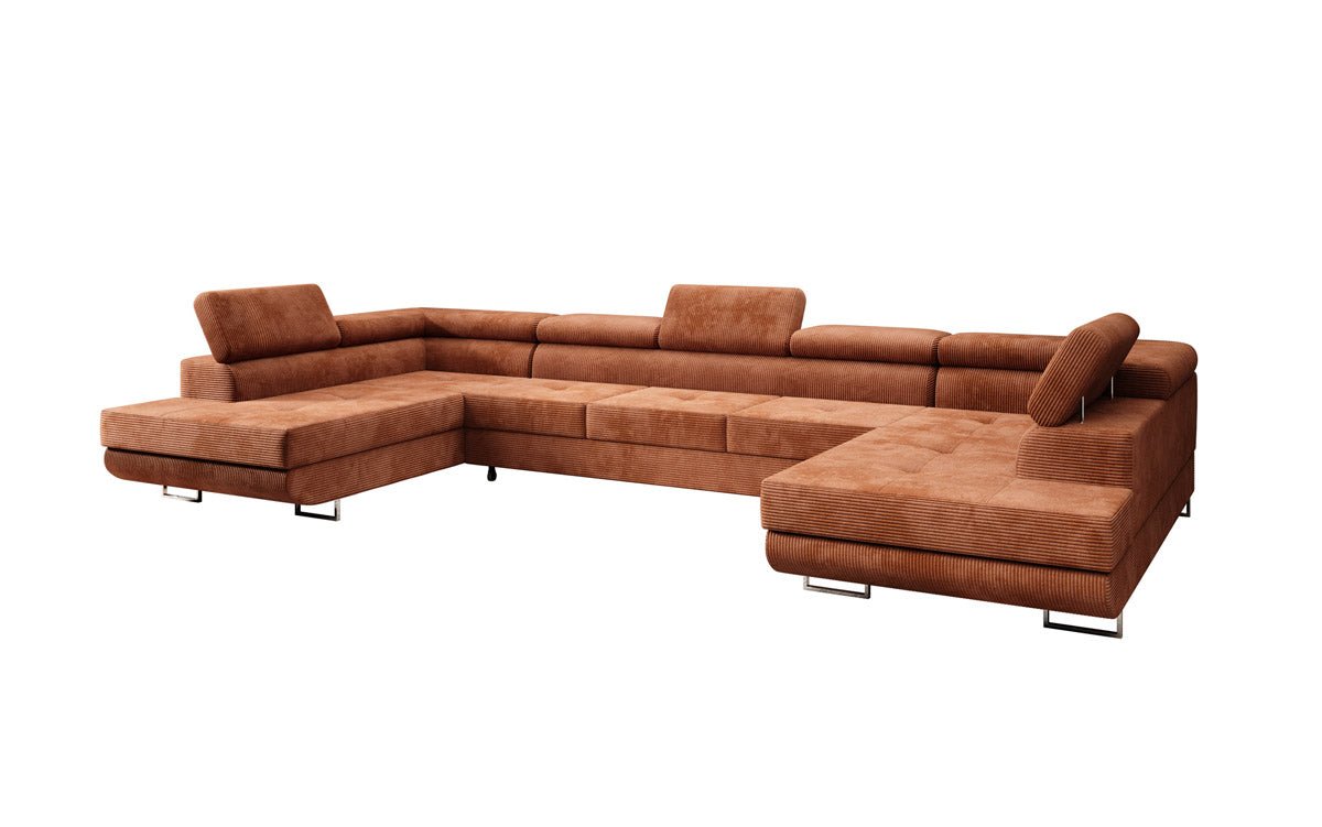 Designer Sofa Taormina mit Schlaf- und Klappfunktion in Cord