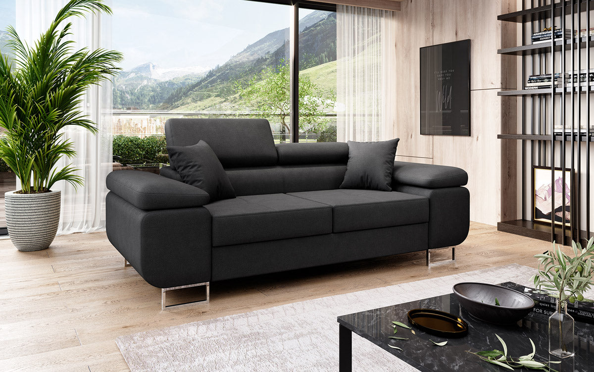 Designer 2er Sofa Triora mit Schlaffunktion in Stoff