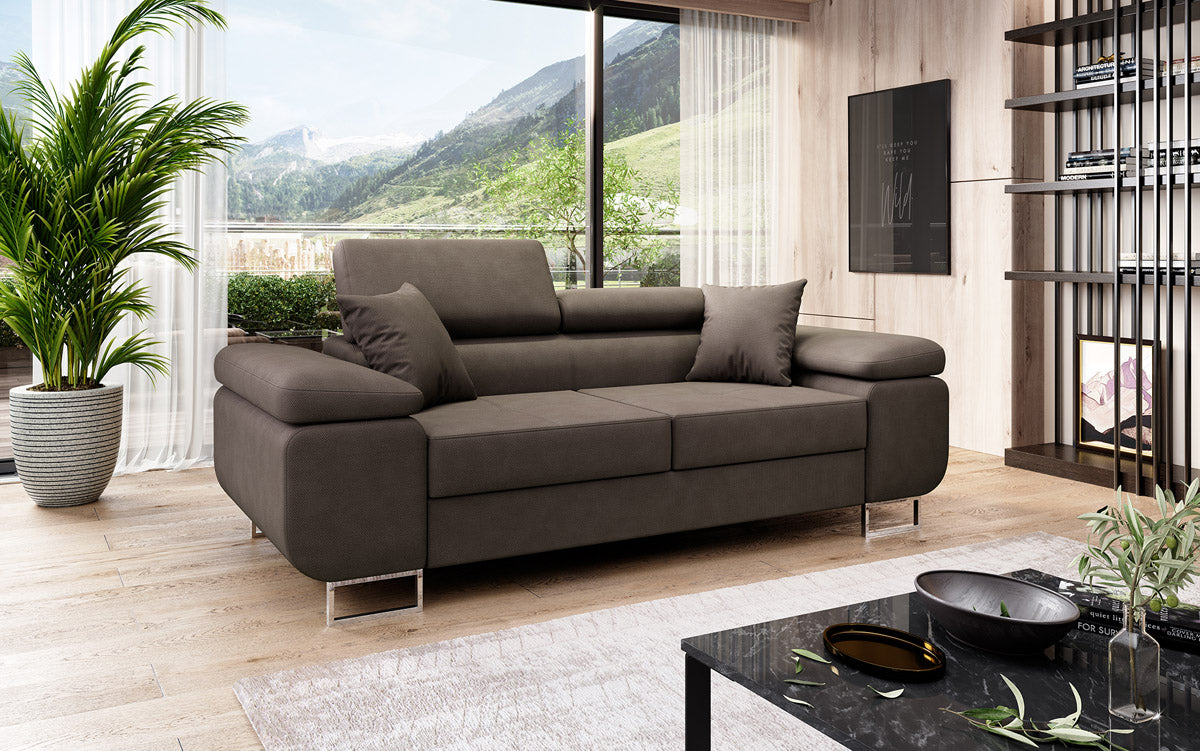 Designer 2er Sofa Triora mit Schlaffunktion in Stoff