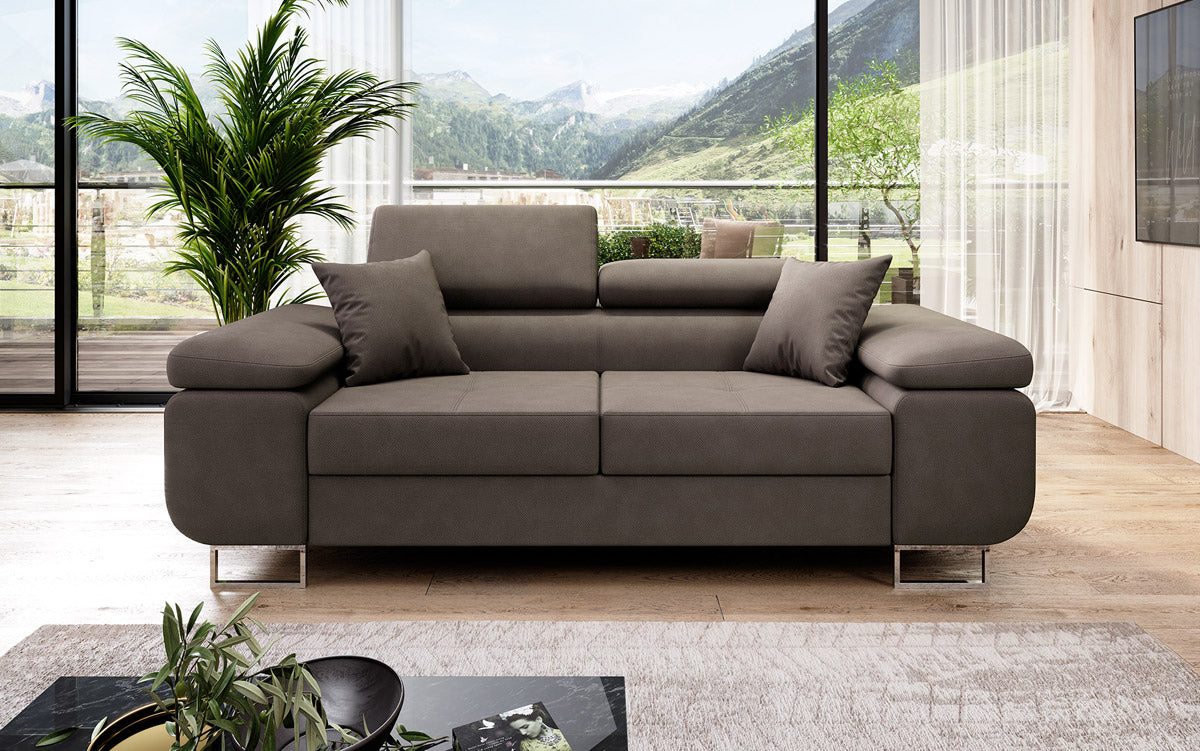 Designer 2er Sofa Triora mit Schlaffunktion in Stoff