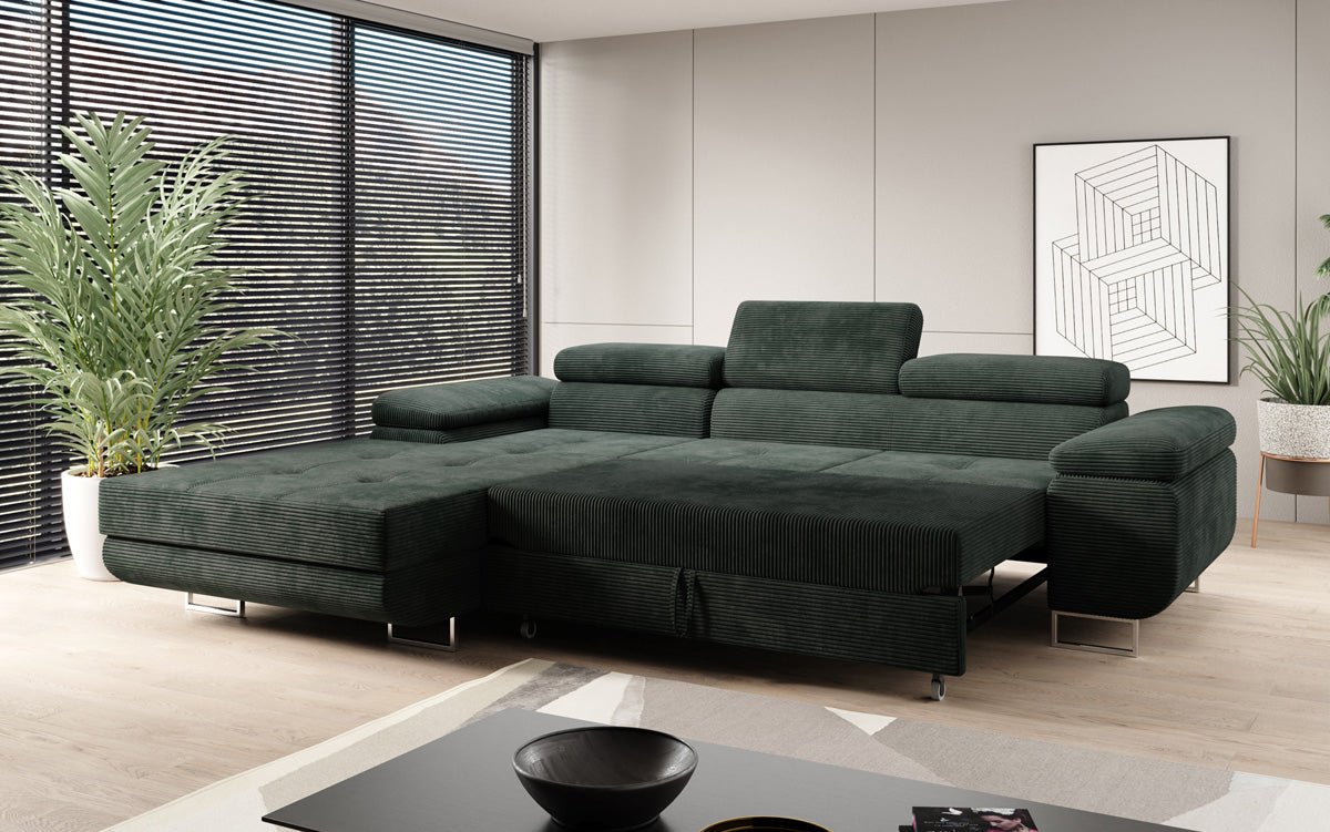 Designer Sofa Calvera mit Schlaf- und Klappfunktion in Cord