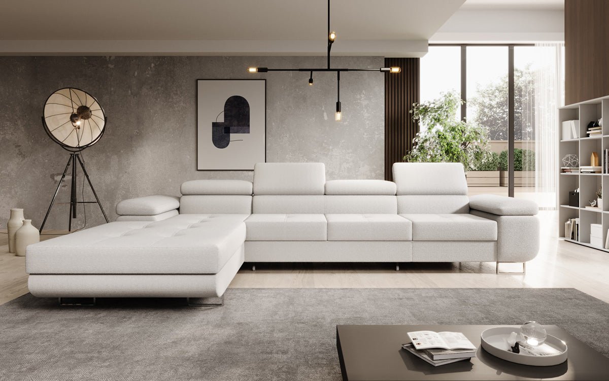 Designer Sofa Calvera Maxi mit Schlaf- und Klappfunktion in Bouclé