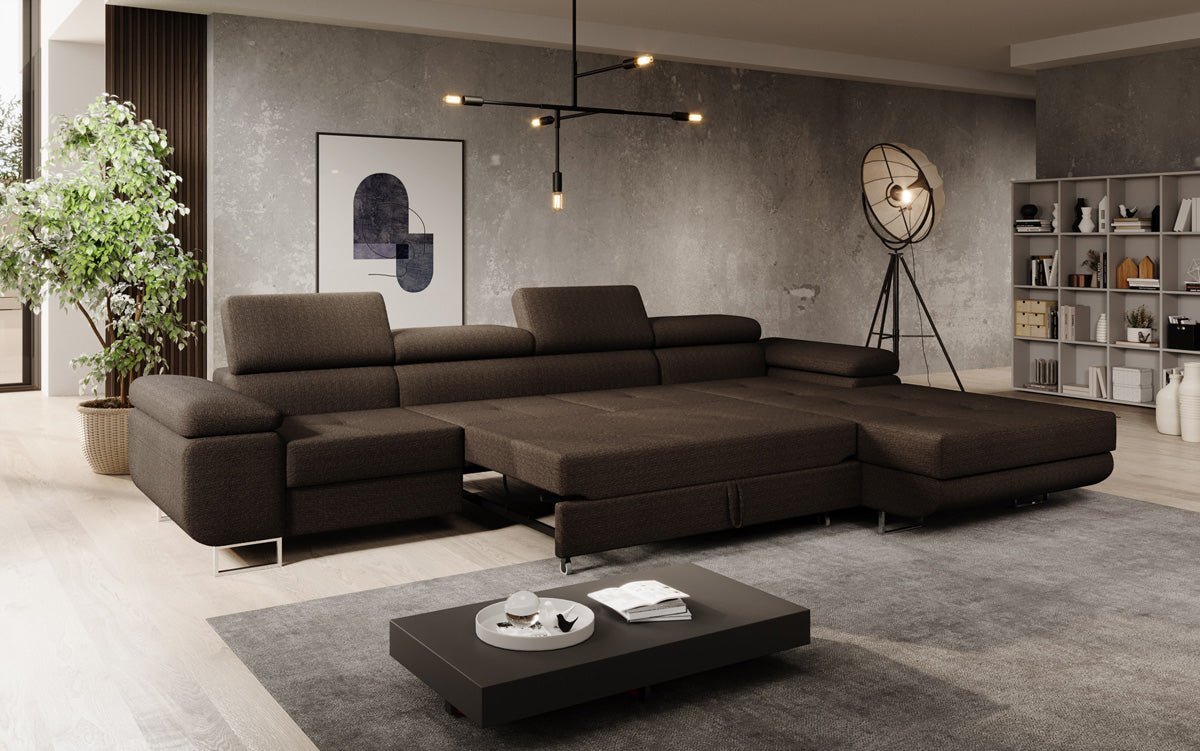 Designer Sofa Calvera Maxi mit Schlaf- und Klappfunktion in Bouclé