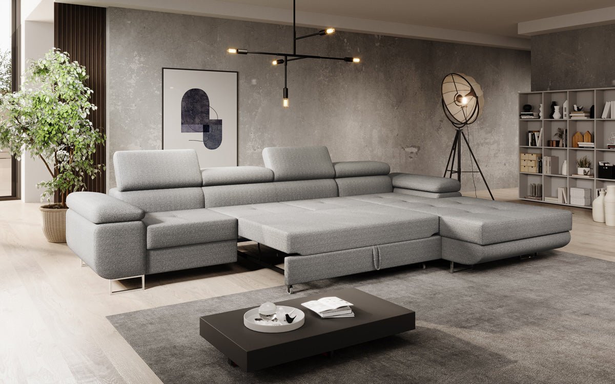 Designer Sofa Calvera Maxi mit Schlaf- und Klappfunktion in Bouclé