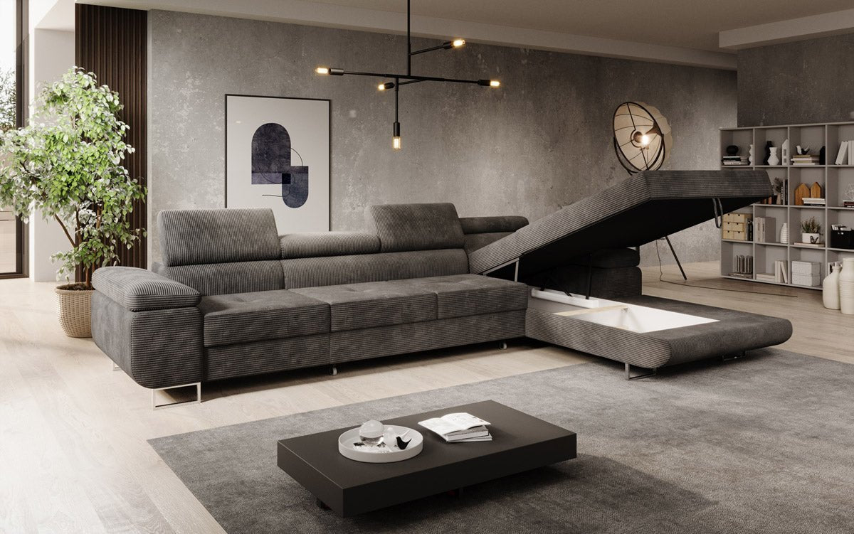 Designer Sofa Calvera Maxi mit Schlaf- und Klappfunktion in Cord