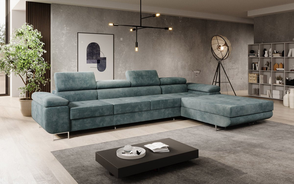 Designer Sofa Calvera Maxi mit Schlaf- und Klappfunktion in Cord