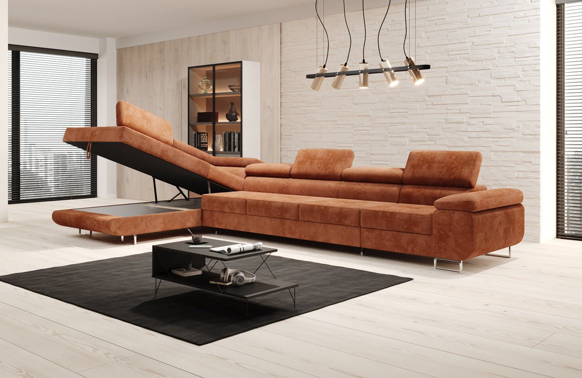 Designer Sofa Maxi mit Schlaf - und Klappfunktion in Cord