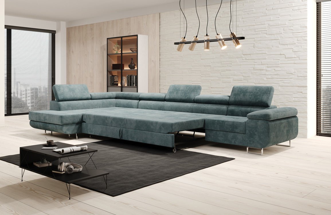 Designer Sofa Maxi mit Schlaf - und Klappfunktion in Cord