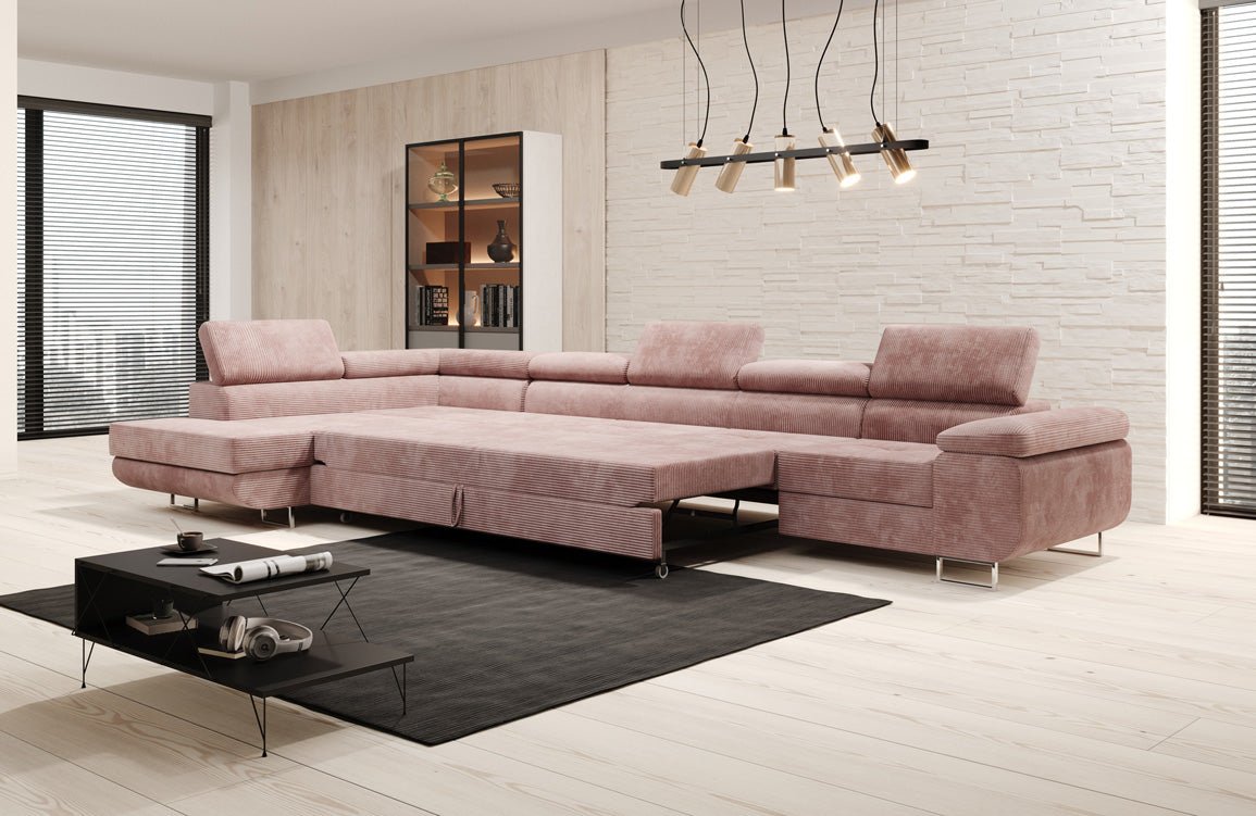 Designer Sofa Maxi mit Schlaf - und Klappfunktion in Cord