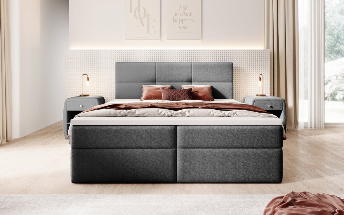 Boxspringbett Eleonora Bouclé mit Stauraum
