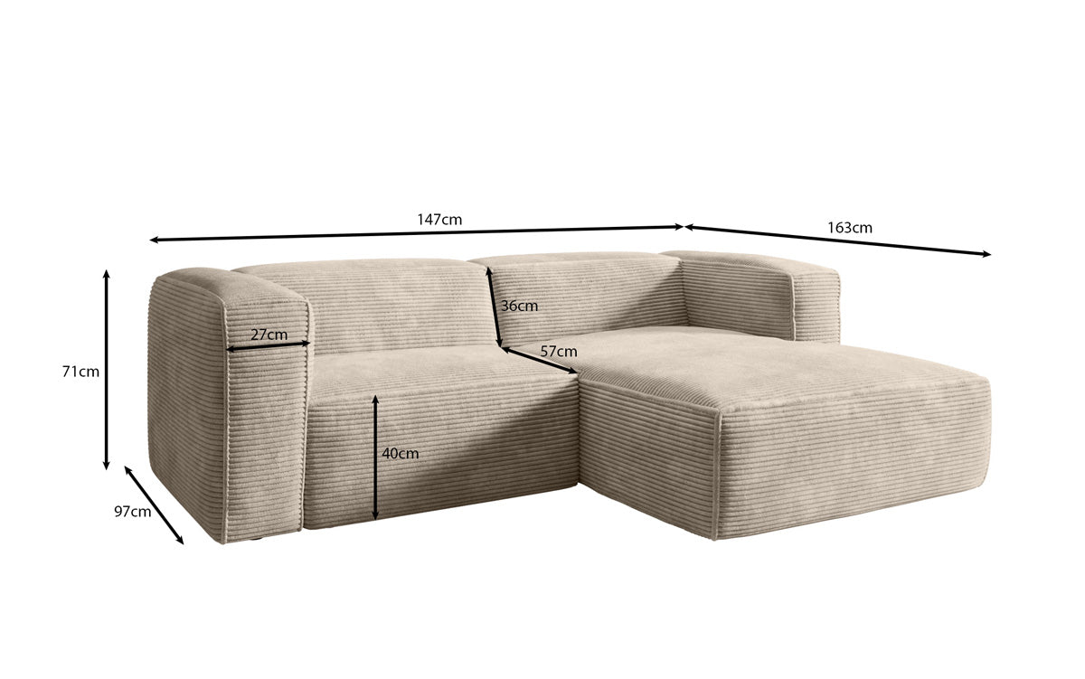 Designer Sofa Comfy L Mini in Cord