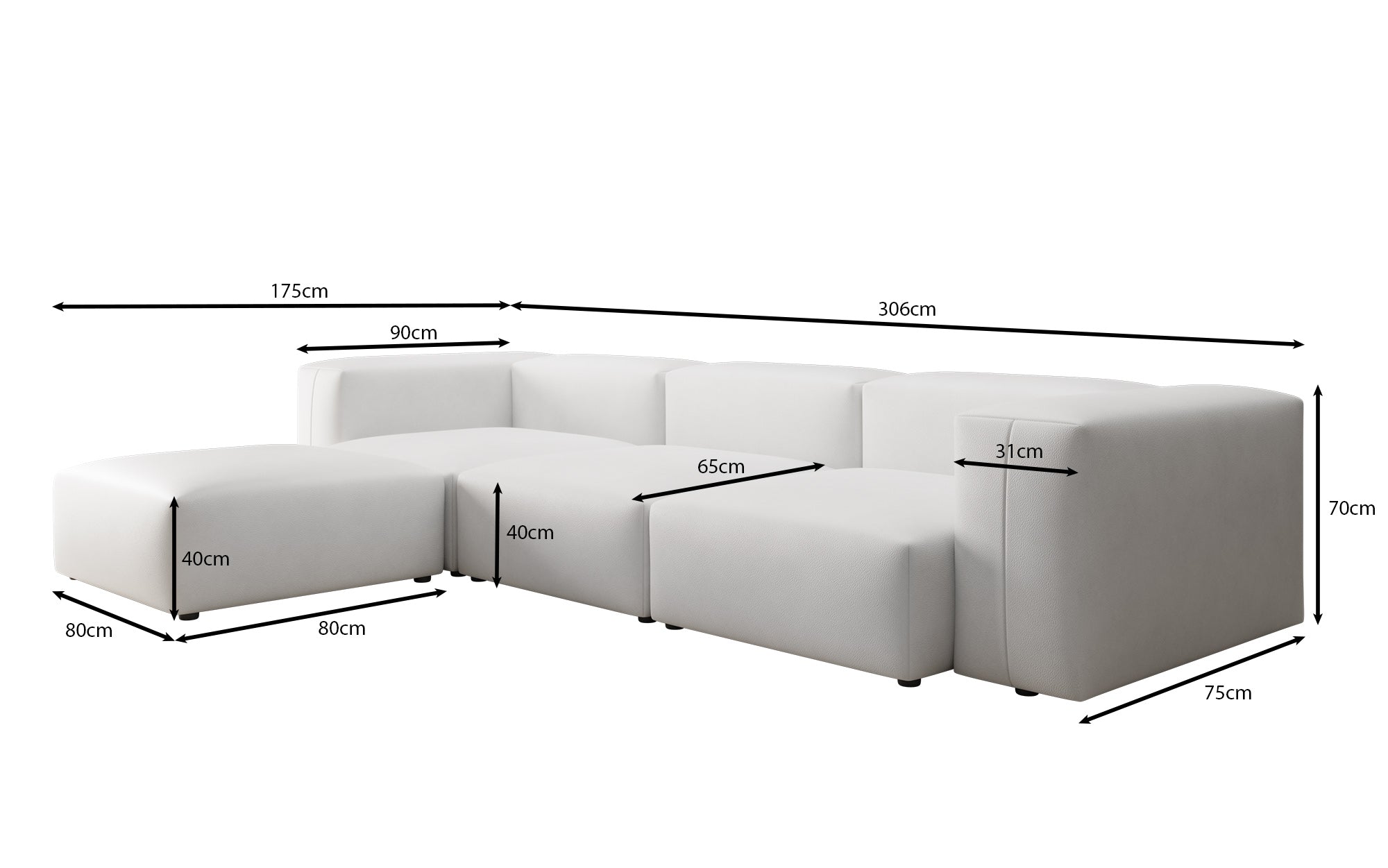 Designer L Sofa Snug in Echtleder
