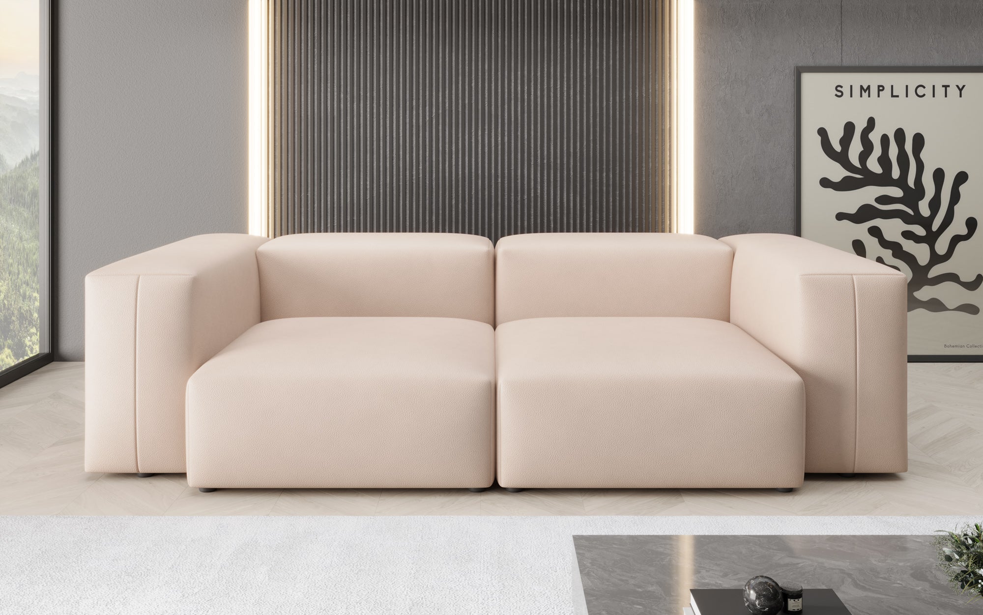 Designer 2 Sitzer Sofa Snug in Echtleder