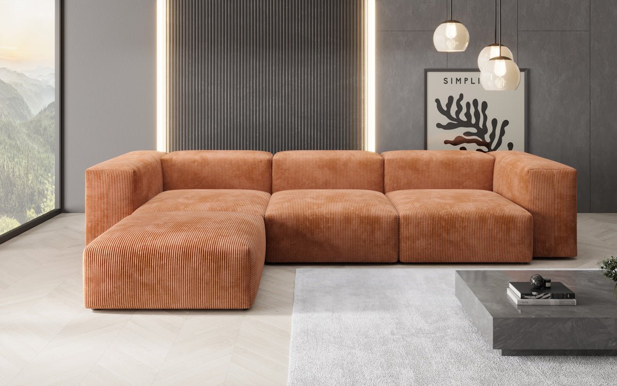 Designer L Sofa Snug in Cord