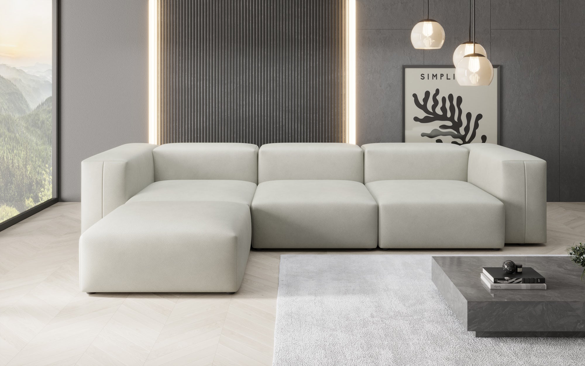 Designer L Sofa Snug in Echtleder