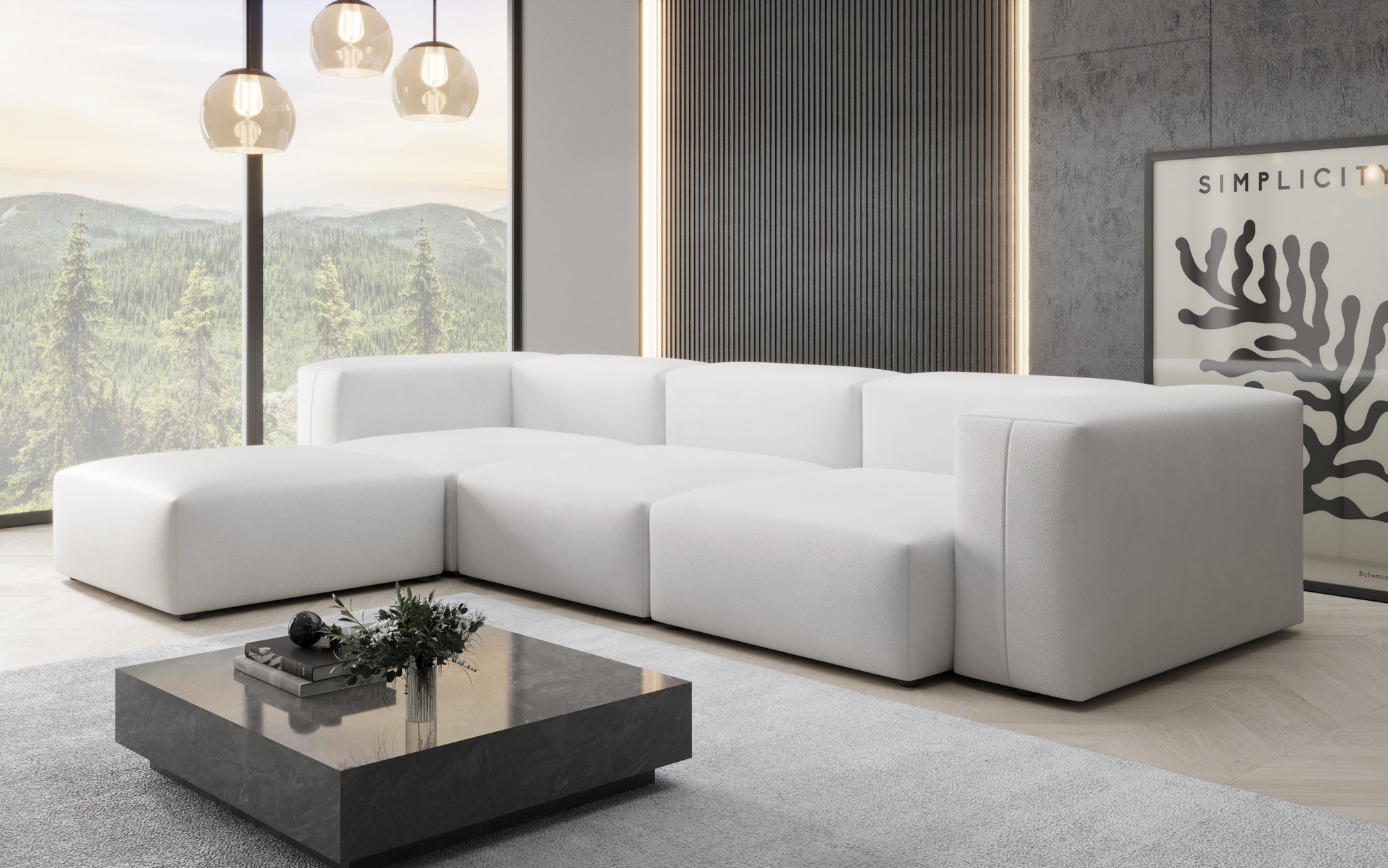 Designer L Sofa Snug in Echtleder