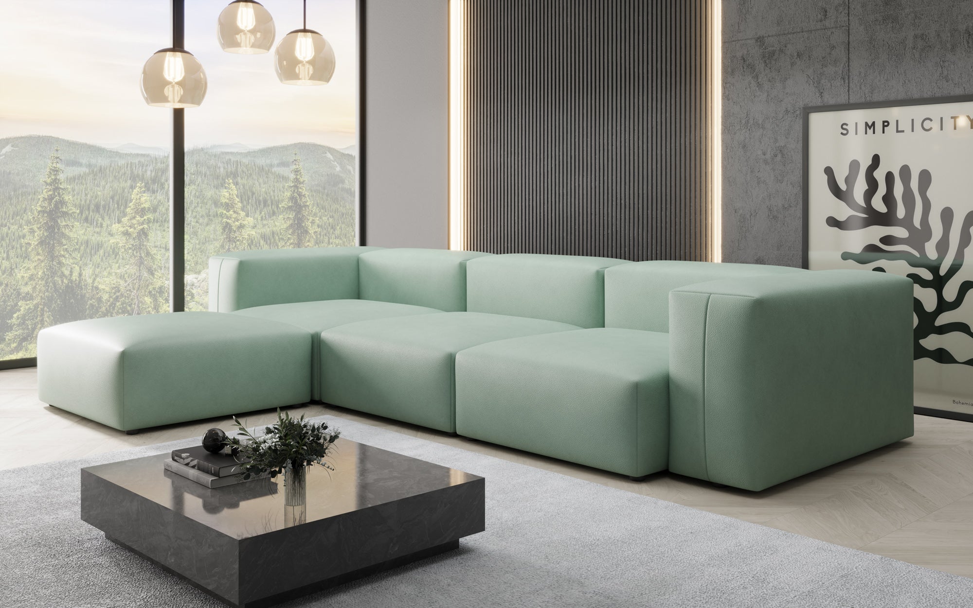 Designer L Sofa Snug in Echtleder