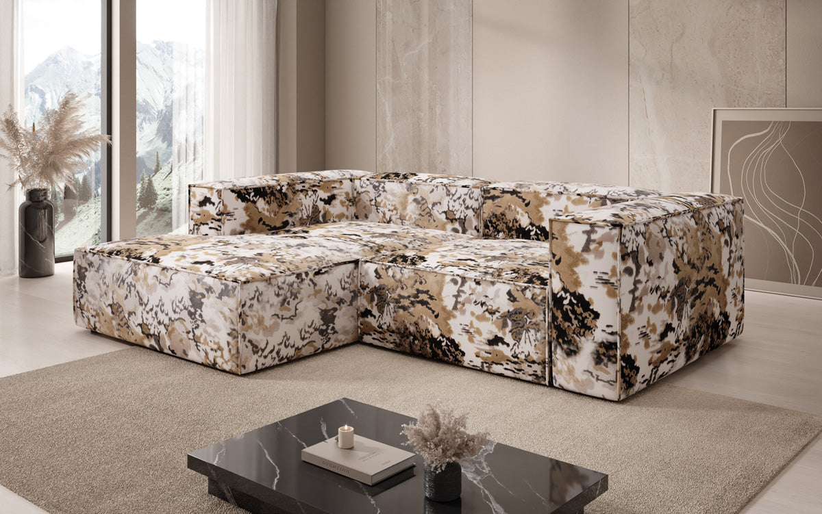 Designer Ecksofa Lesley Mini - Jacquard mit Aquarell-Muster