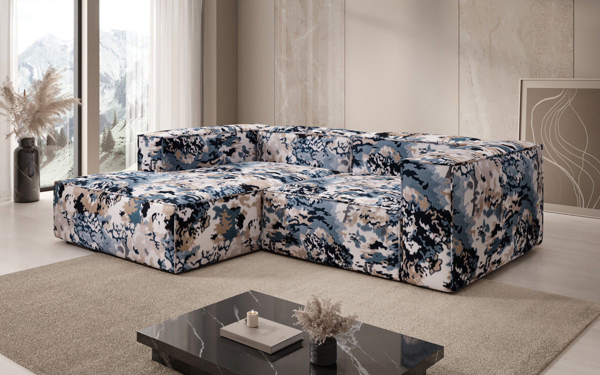 Designer Ecksofa Lesley Mini - Jacquard mit Aquarell-Muster
