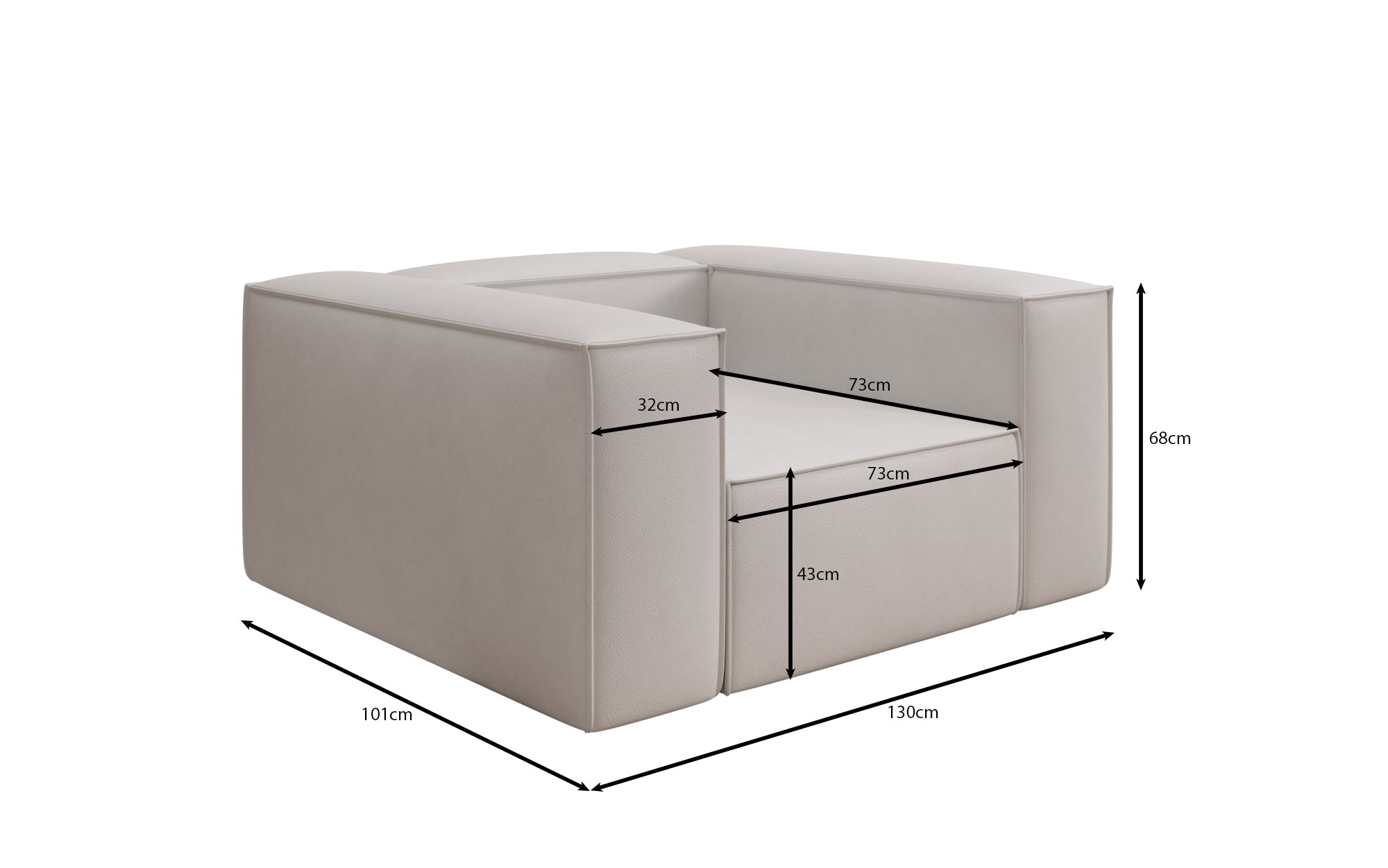 Designer Sofa-Sessel Lesley in Echtleder