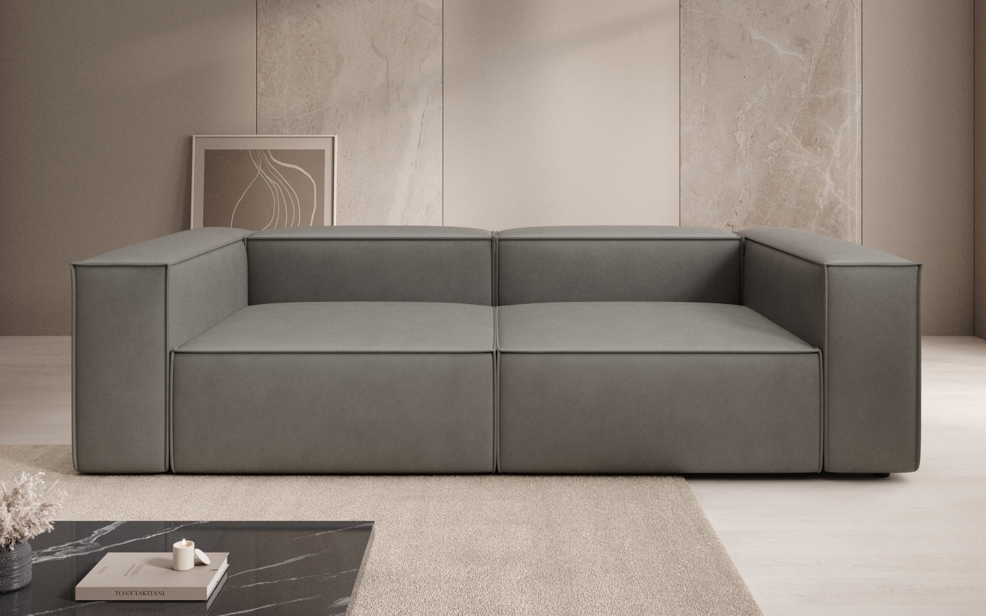Designer Sofa Lesley 3 Sitzer in Echtleder