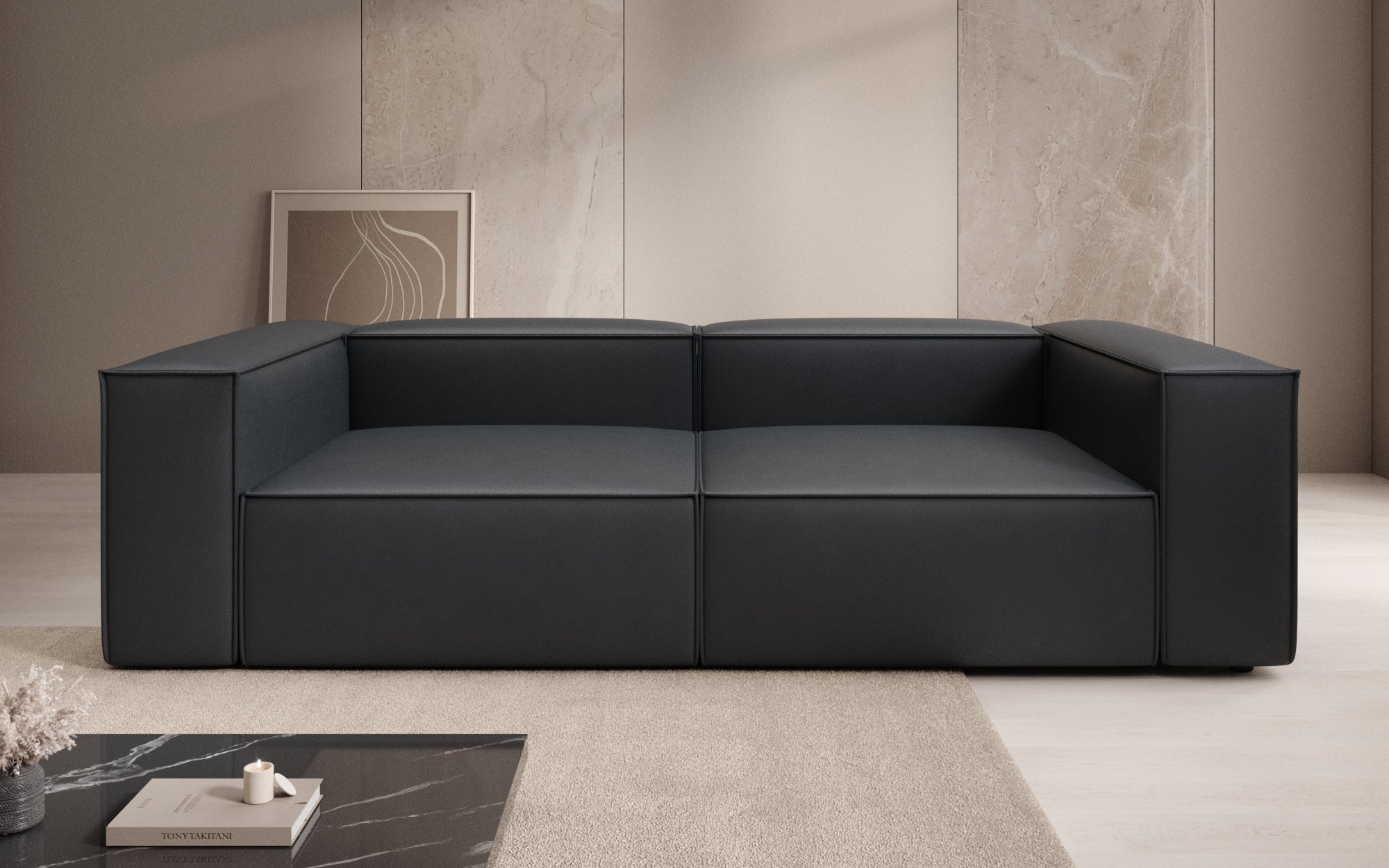 Designer Sofa Lesley 3 Sitzer in Echtleder