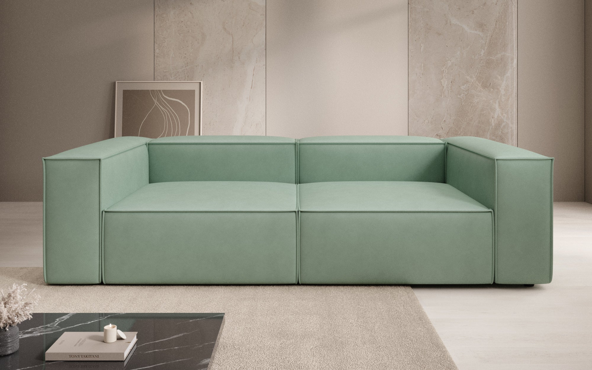 Designer Sofa Lesley 3 Sitzer in Echtleder