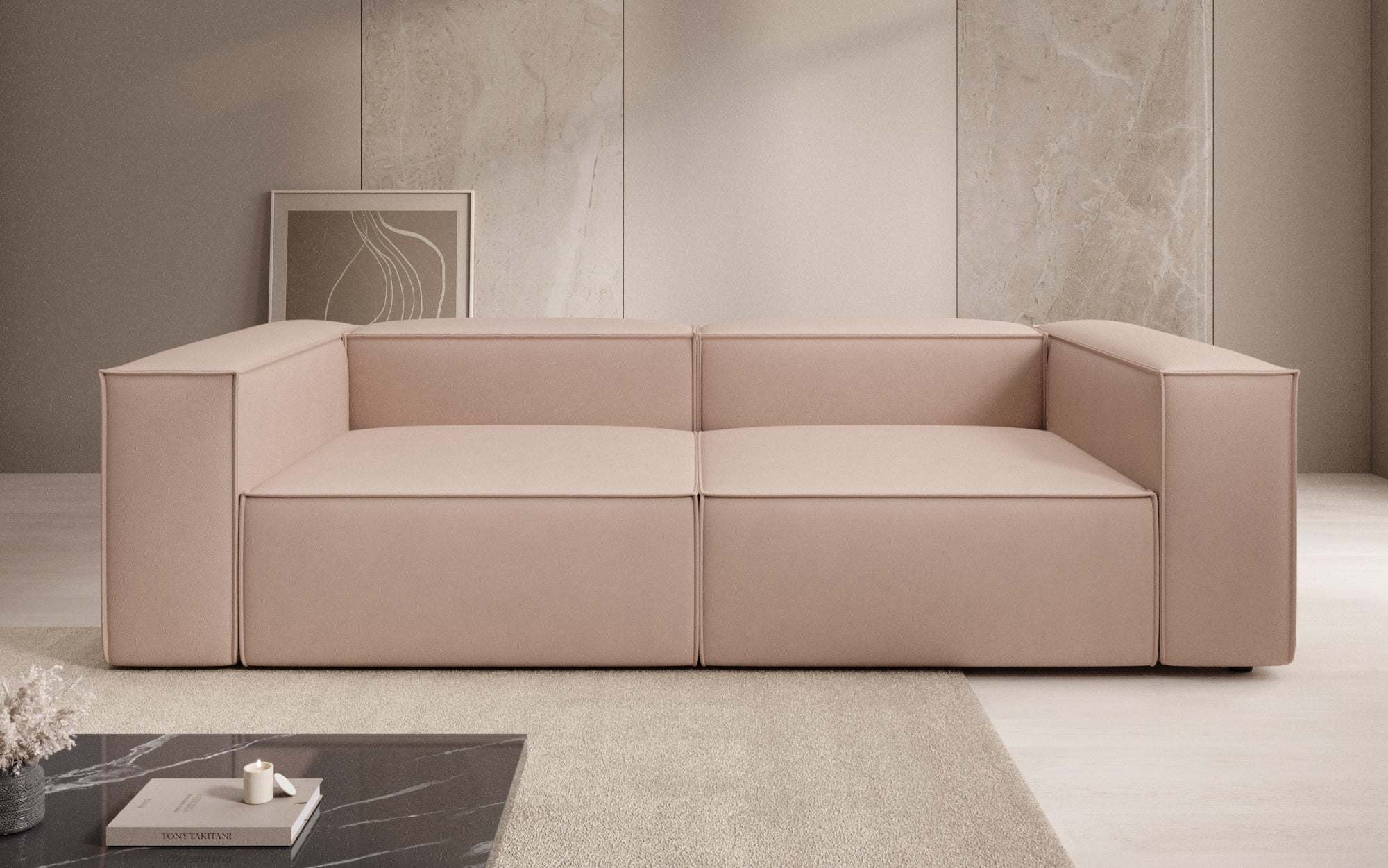 Designer Sofa Lesley 3 Sitzer in Echtleder