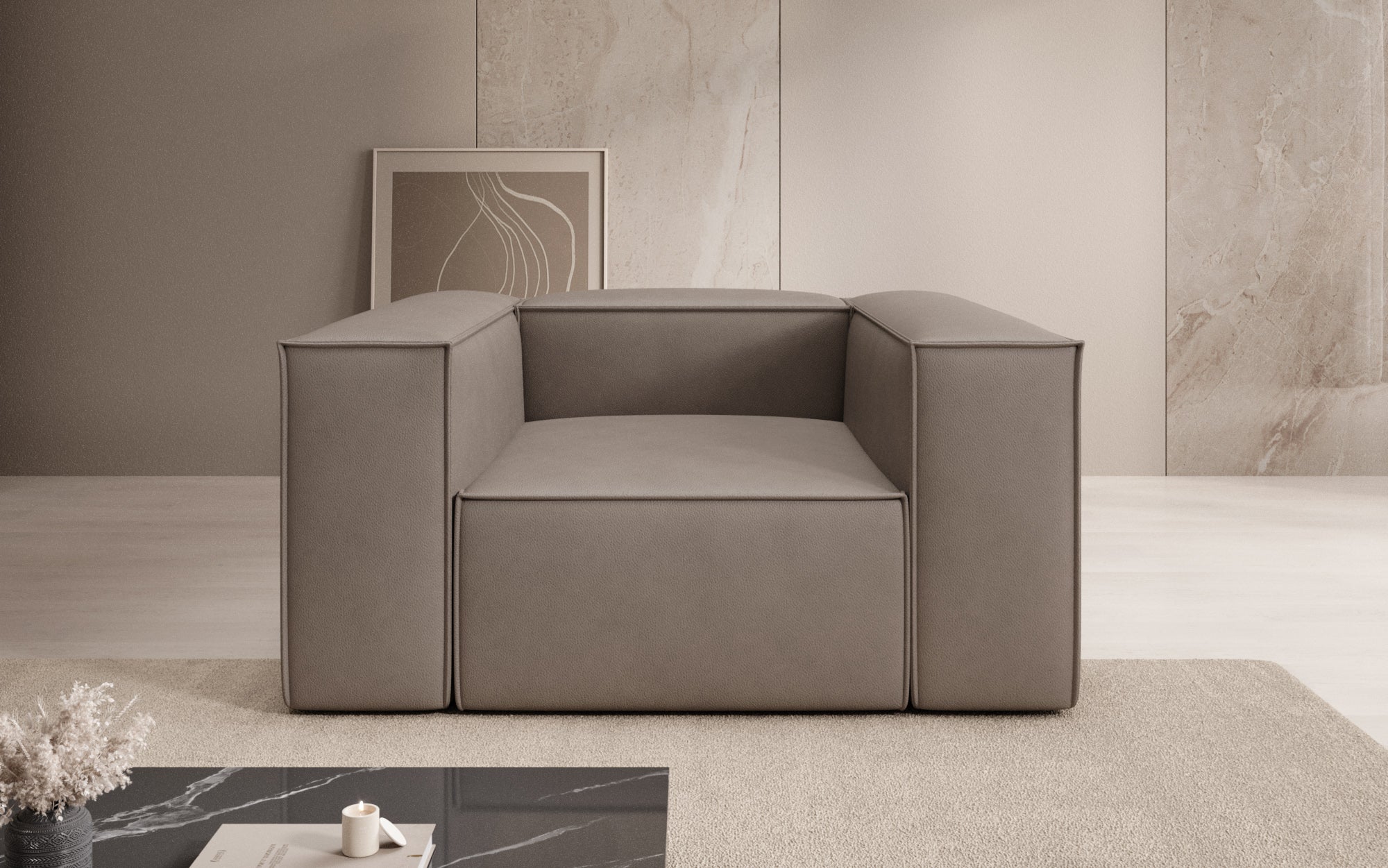 Designer Sofa-Sessel Lesley in Echtleder