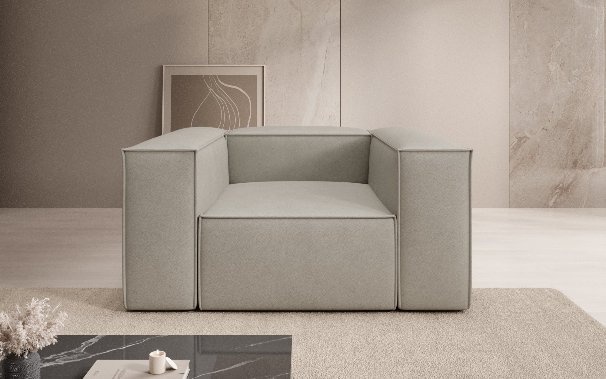 Designer Sofa-Sessel Lesley in Echtleder