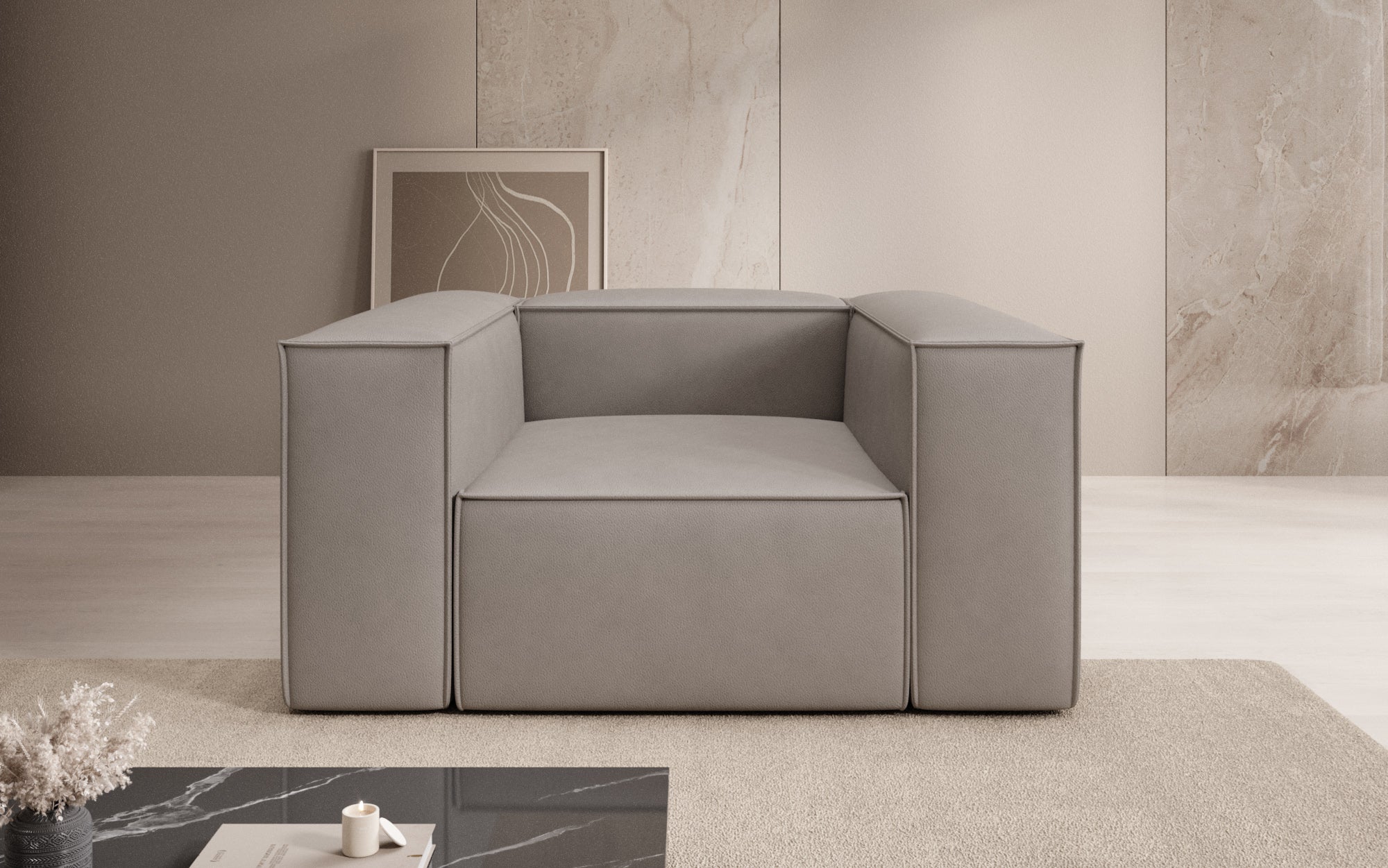 Designer Sofa-Sessel Lesley in Echtleder