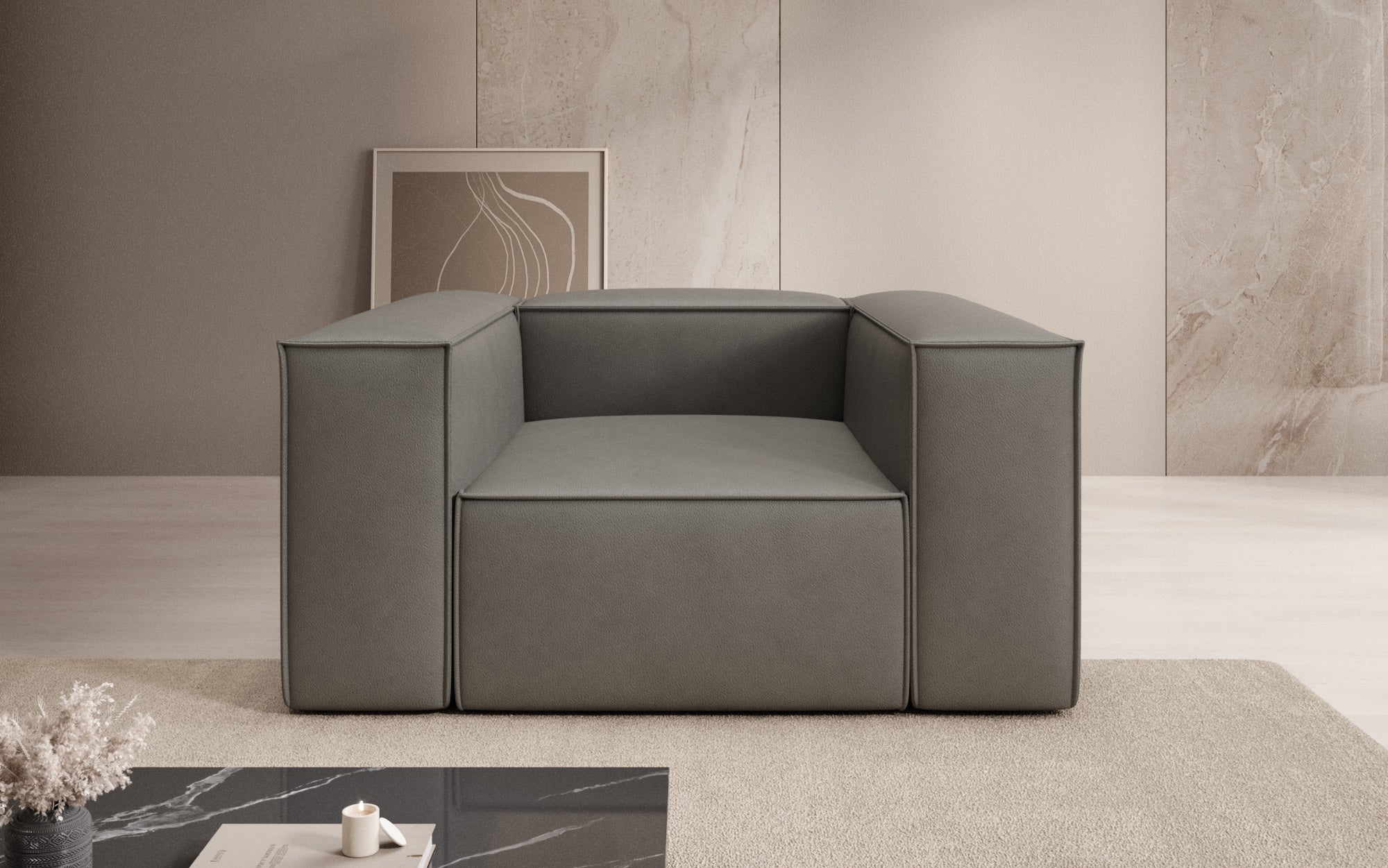 Designer Sofa-Sessel Lesley in Echtleder