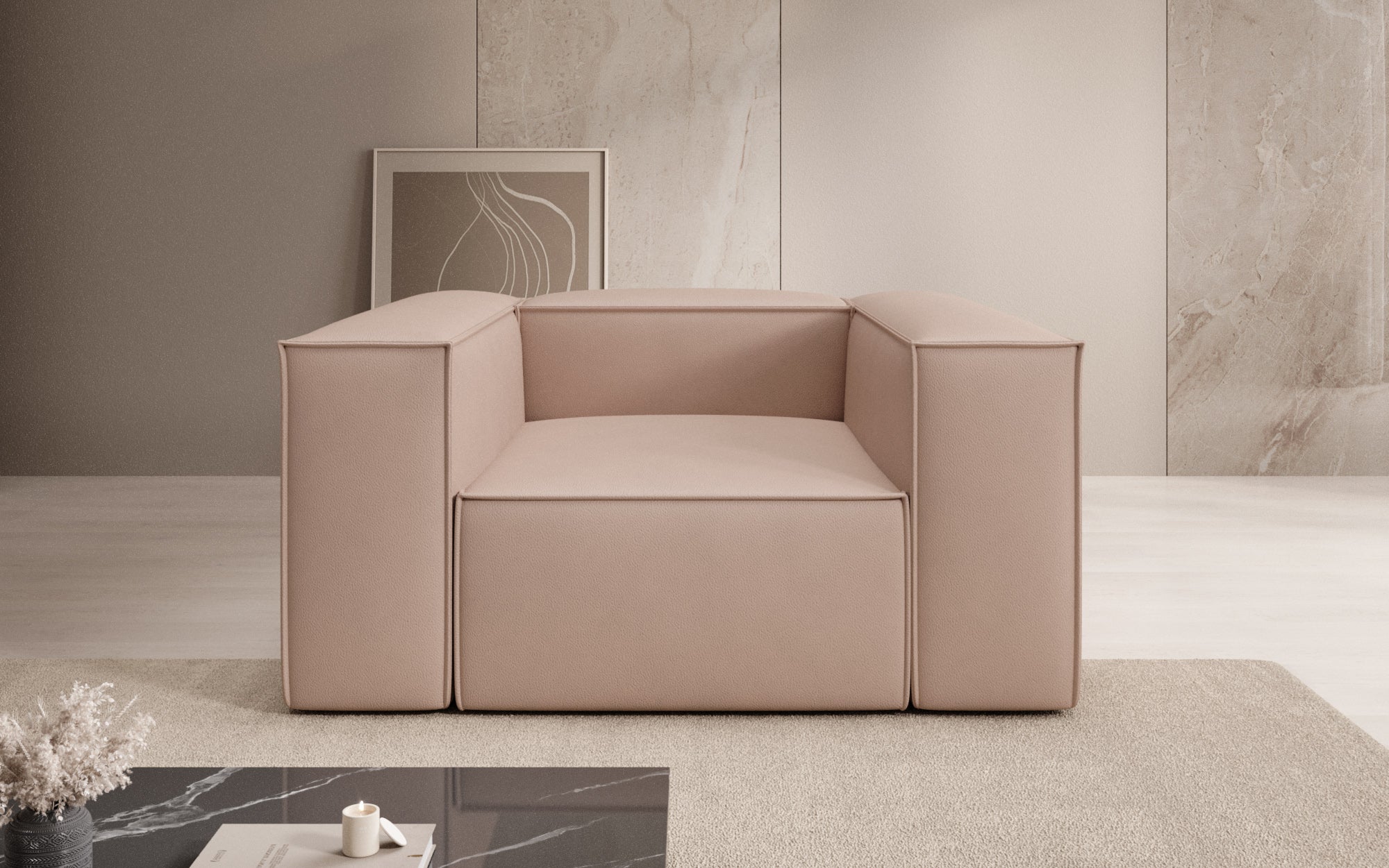 Designer Sofa-Sessel Lesley in Echtleder