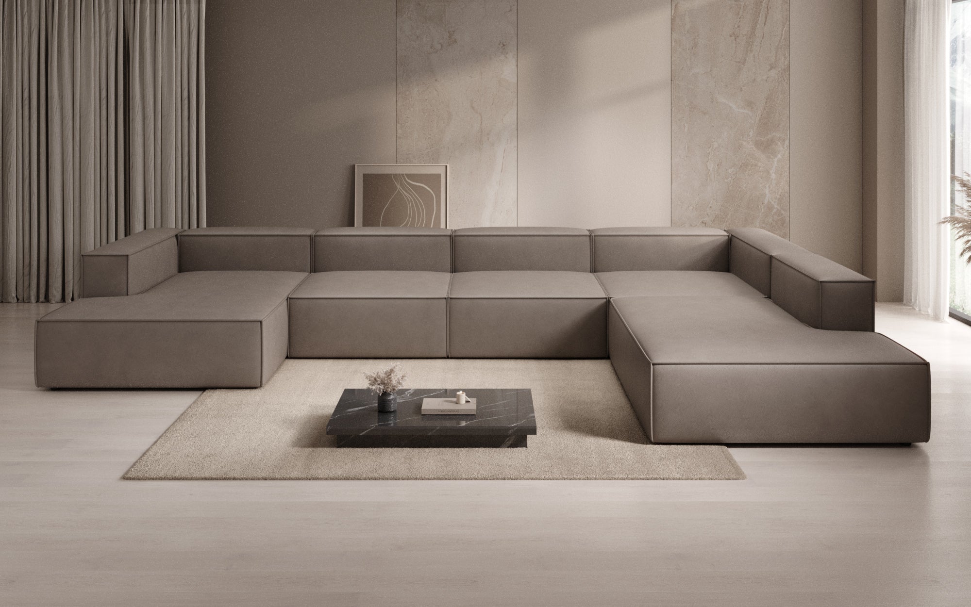 Designer Sofa Lesley U XXL in Echtleder