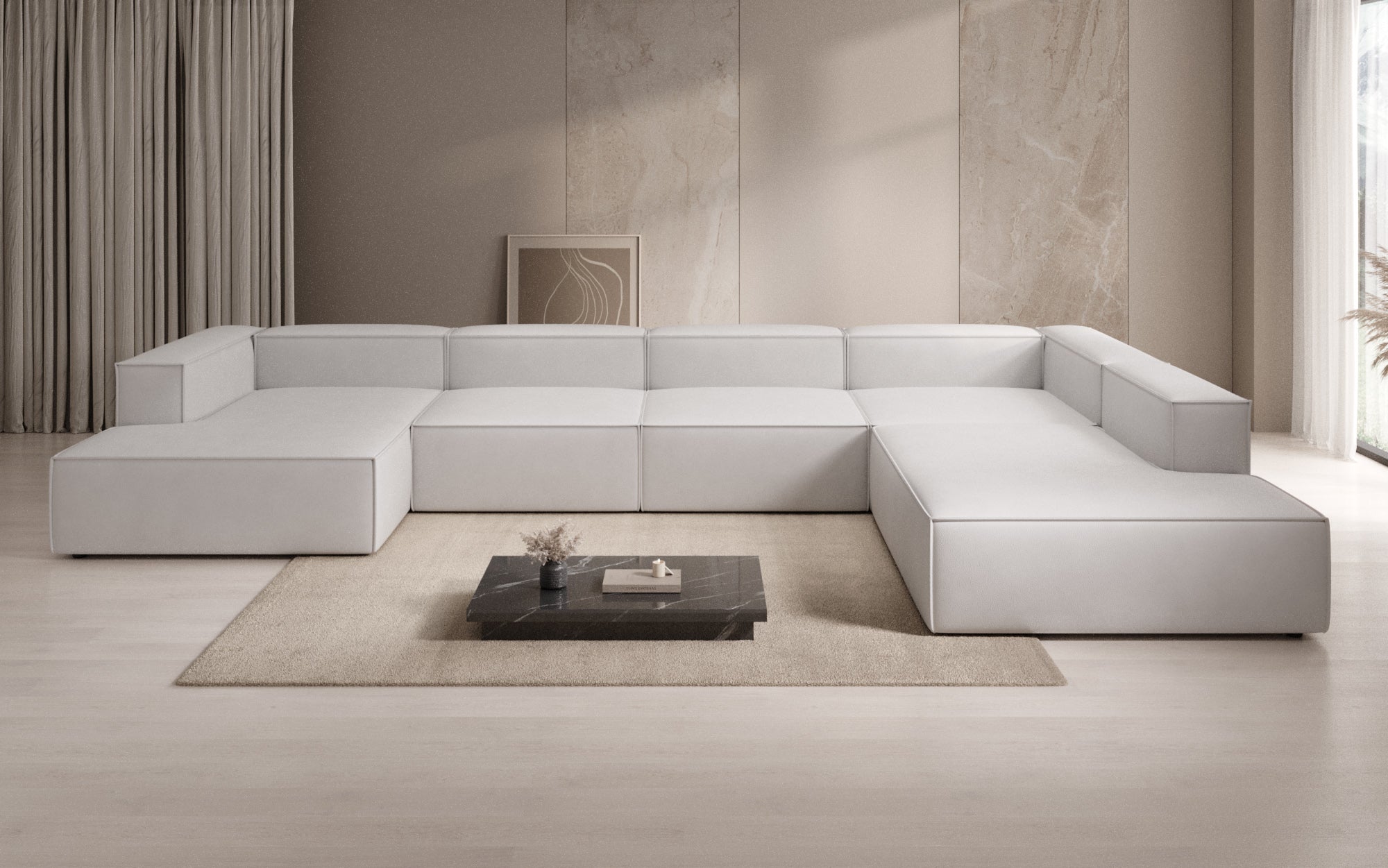 Designer Sofa Lesley U XXL in Echtleder
