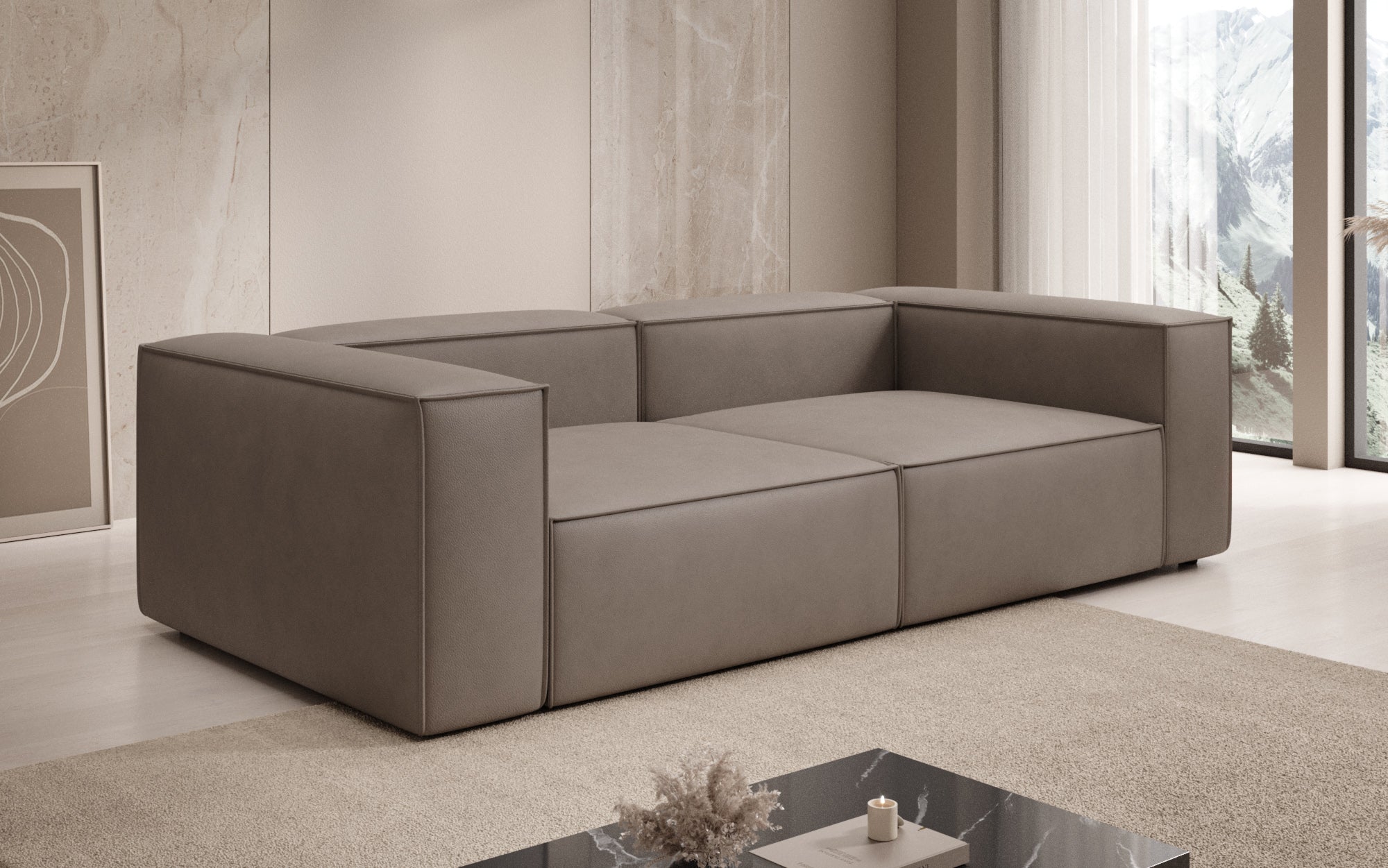 Designer Sofa Lesley 3 Sitzer in Echtleder