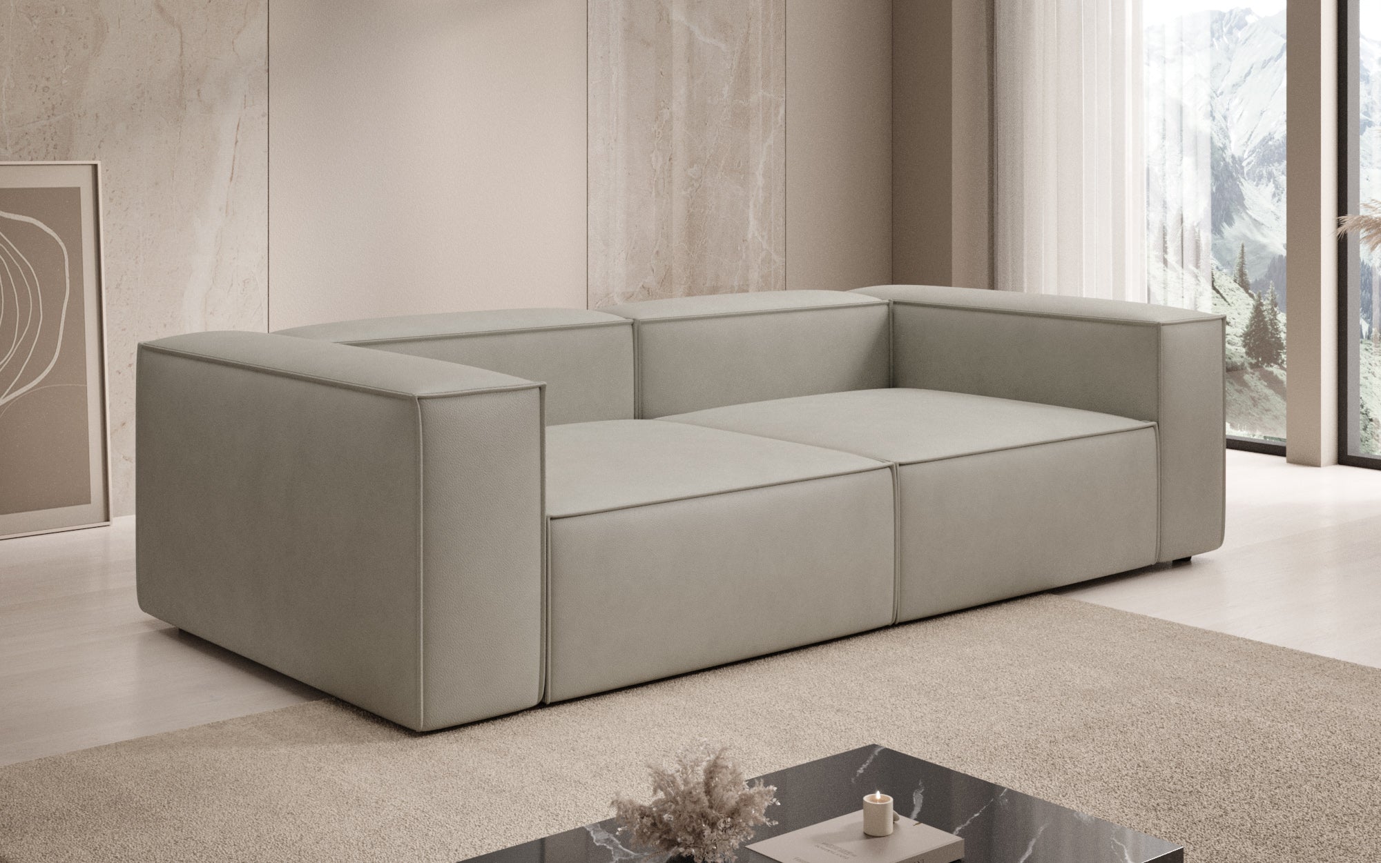 Designer Sofa Lesley 3 Sitzer in Echtleder