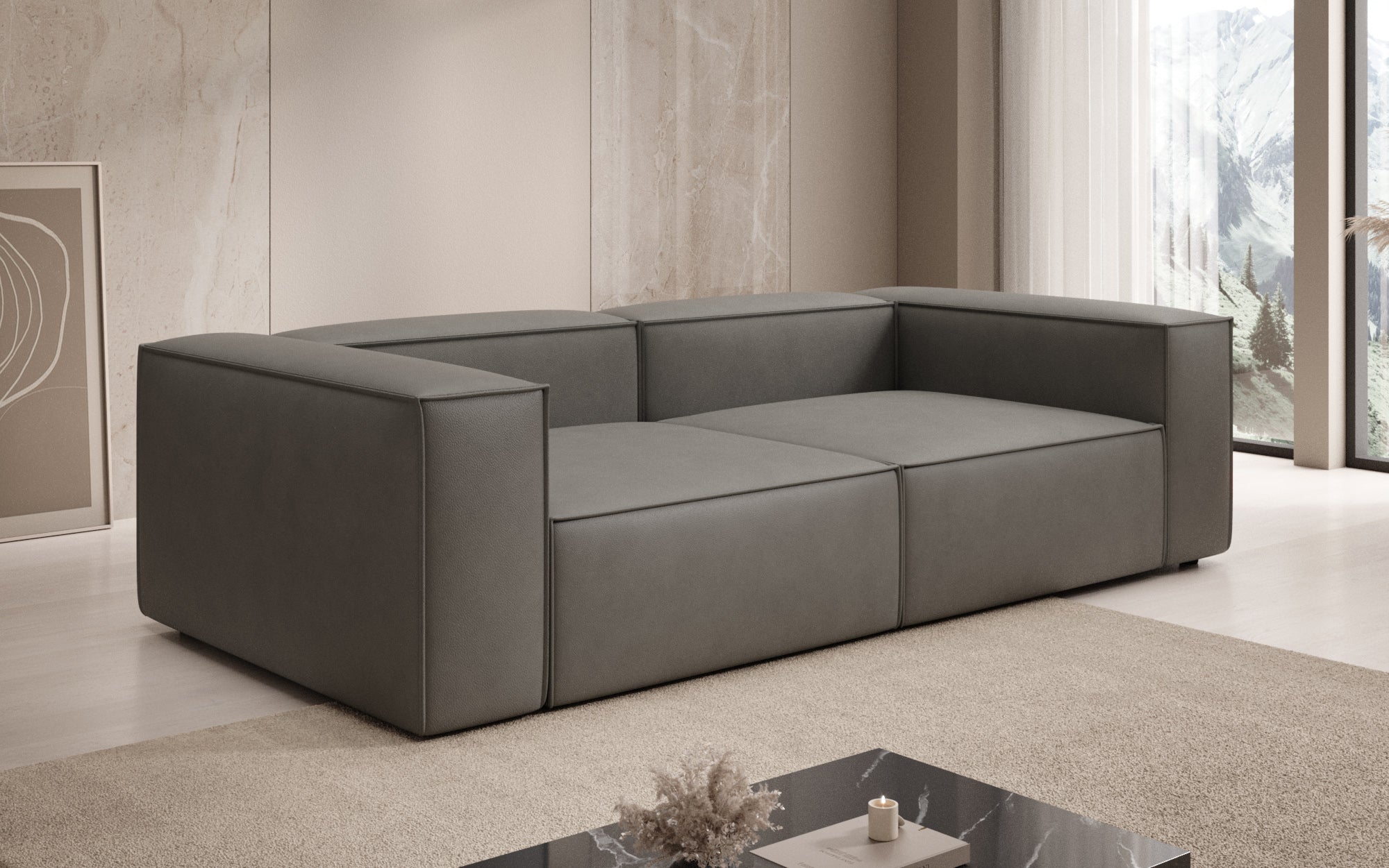 Designer Sofa Lesley 3 Sitzer in Echtleder