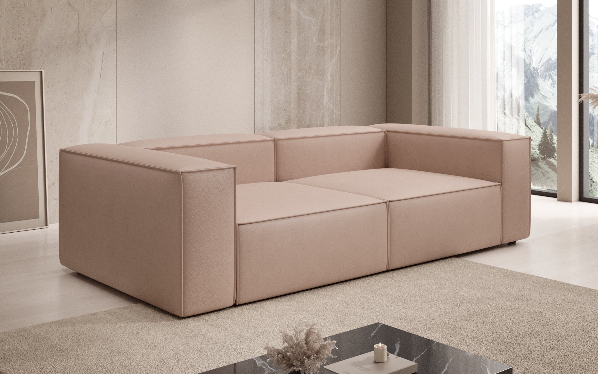 Designer Sofa Lesley 3 Sitzer in Echtleder