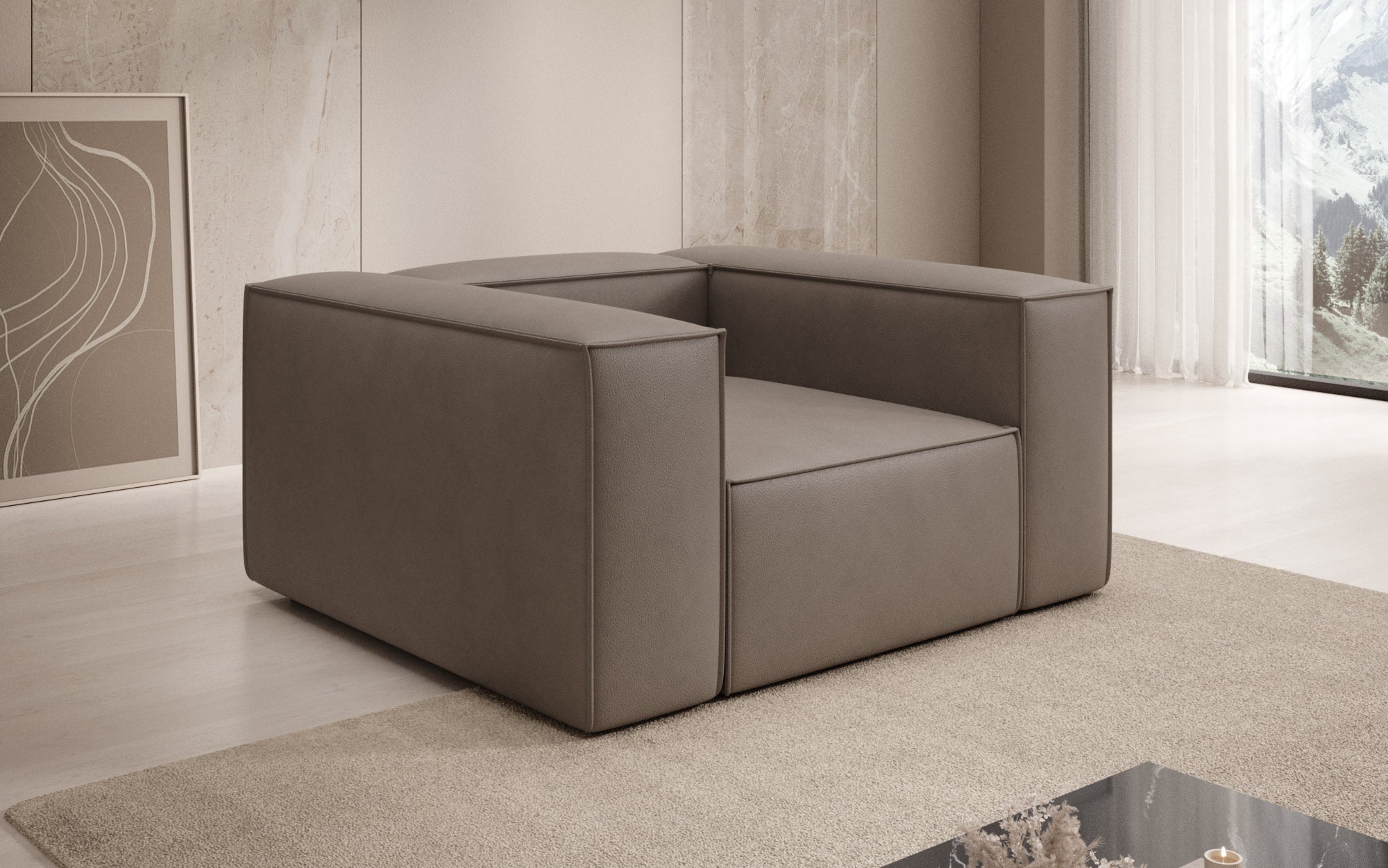 Designer Sofa-Sessel Lesley in Echtleder