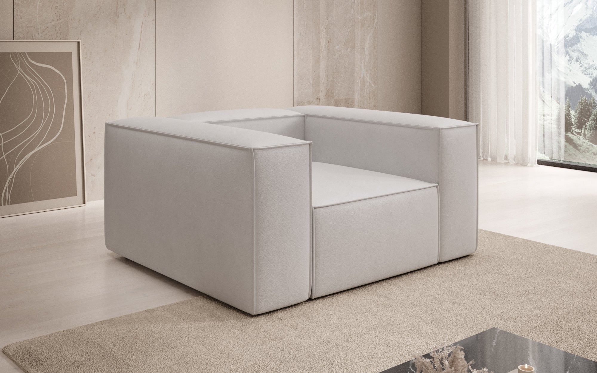 Designer Sofa-Sessel Lesley in Echtleder