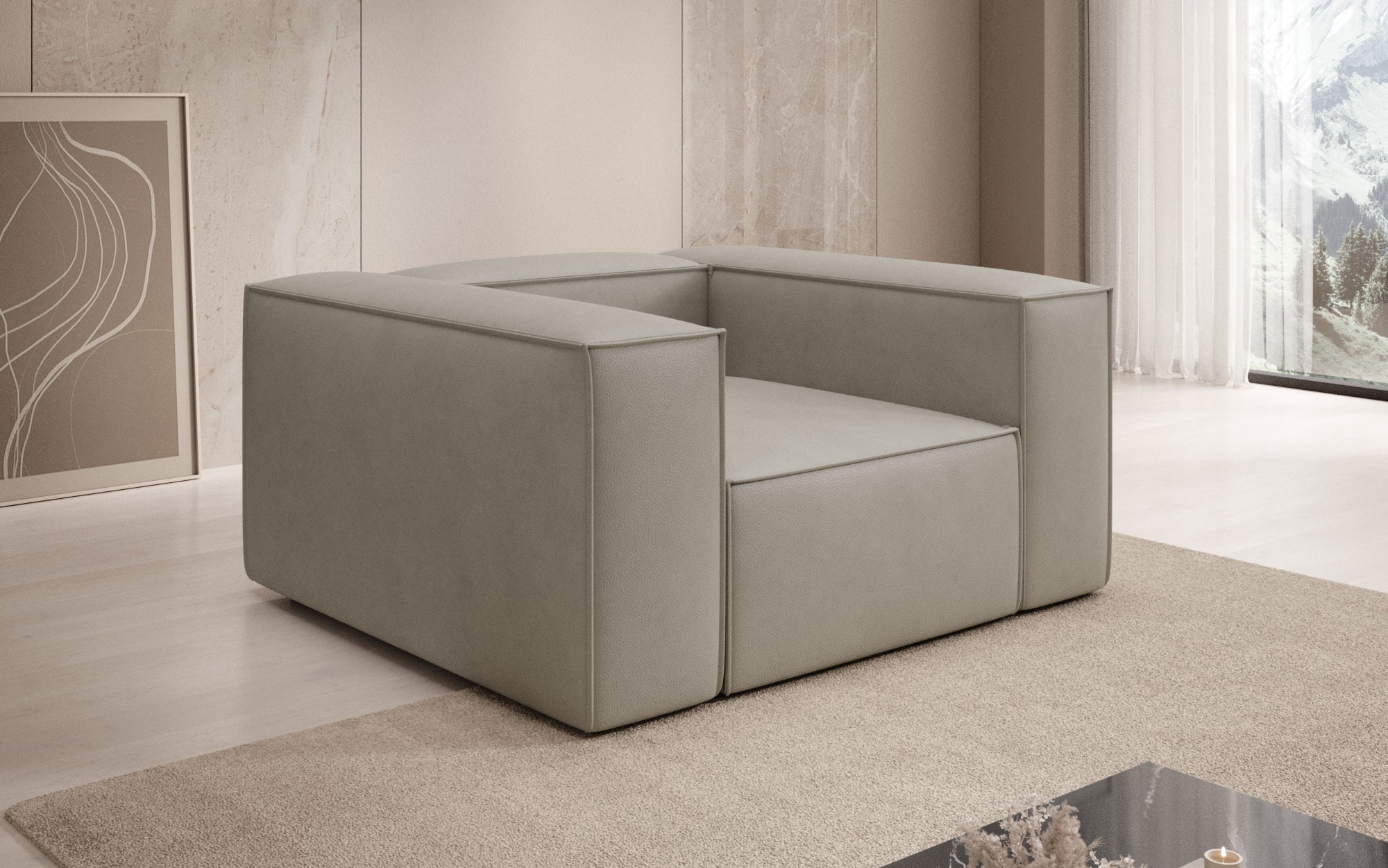 Designer Sofa-Sessel Lesley in Echtleder