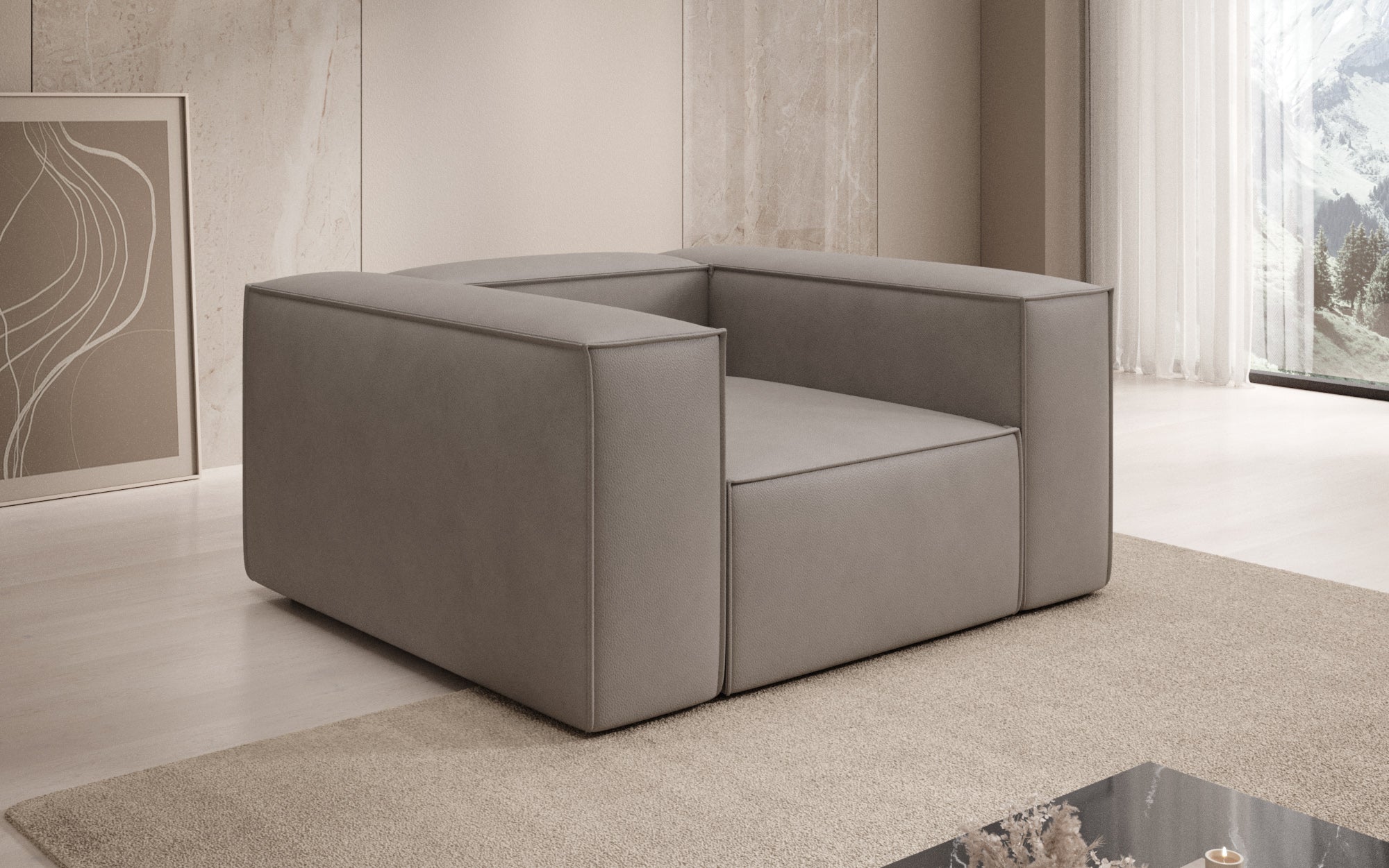Designer Sofa-Sessel Lesley in Echtleder