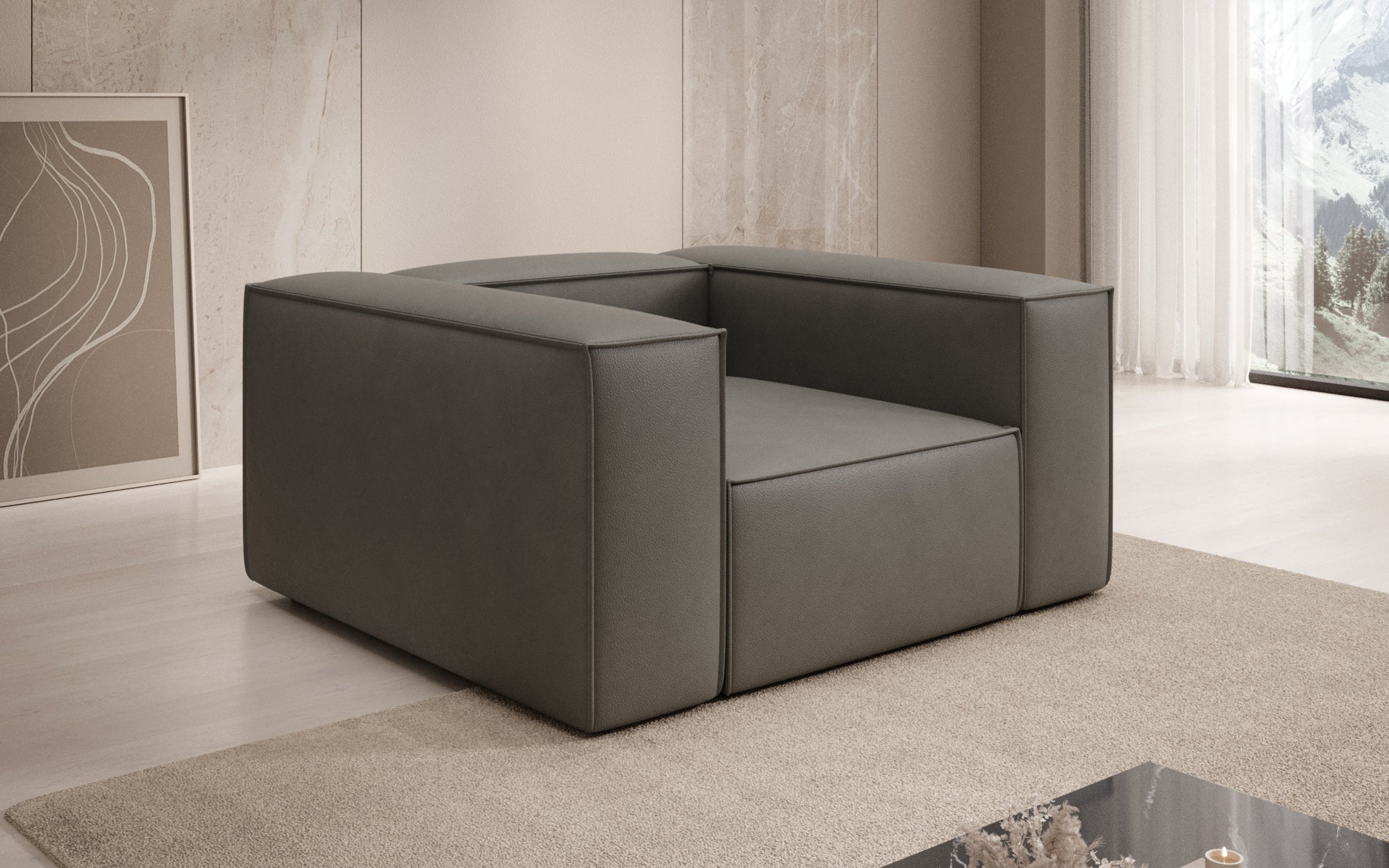Designer Sofa-Sessel Lesley in Echtleder