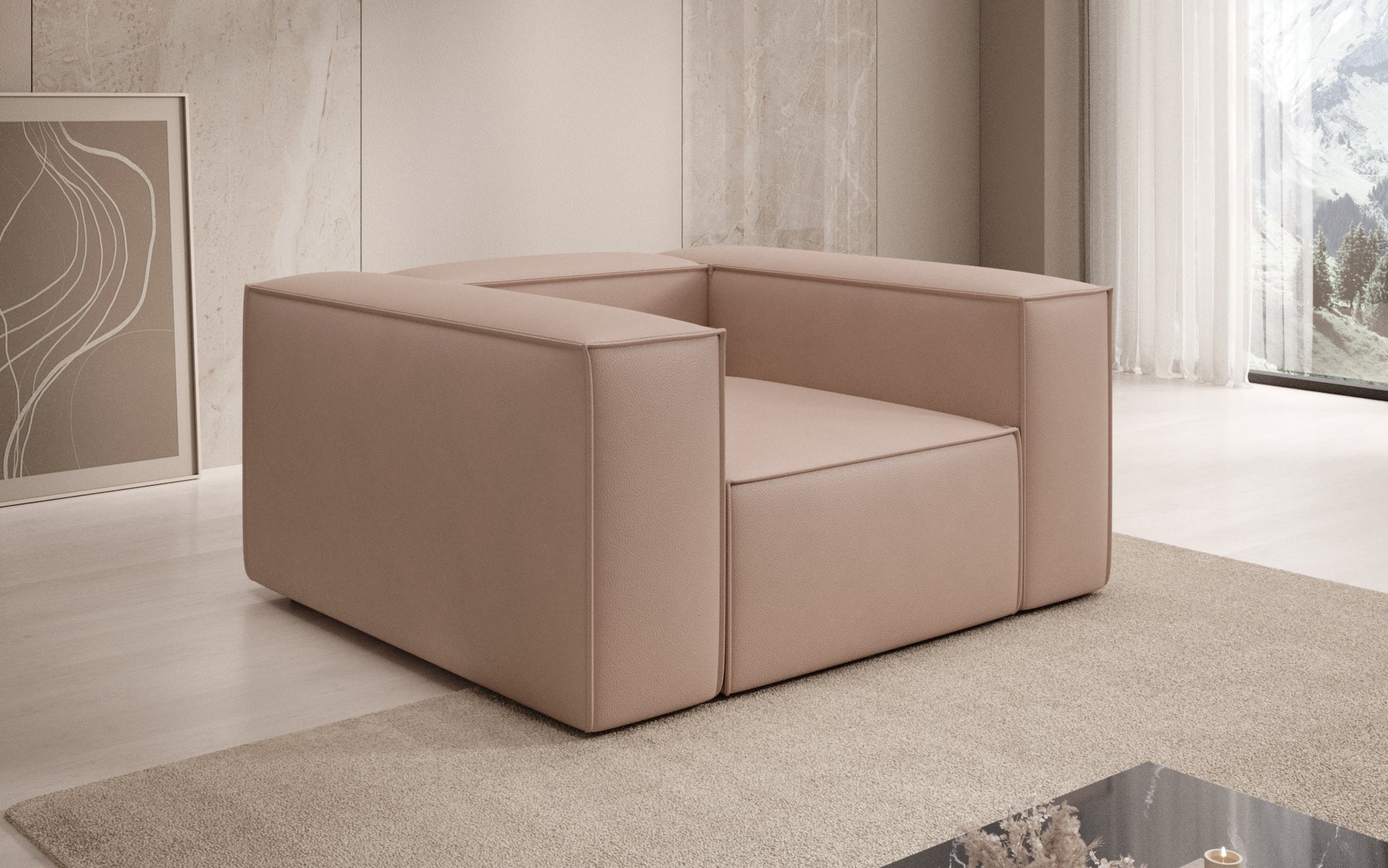 Designer Sofa-Sessel Lesley in Echtleder