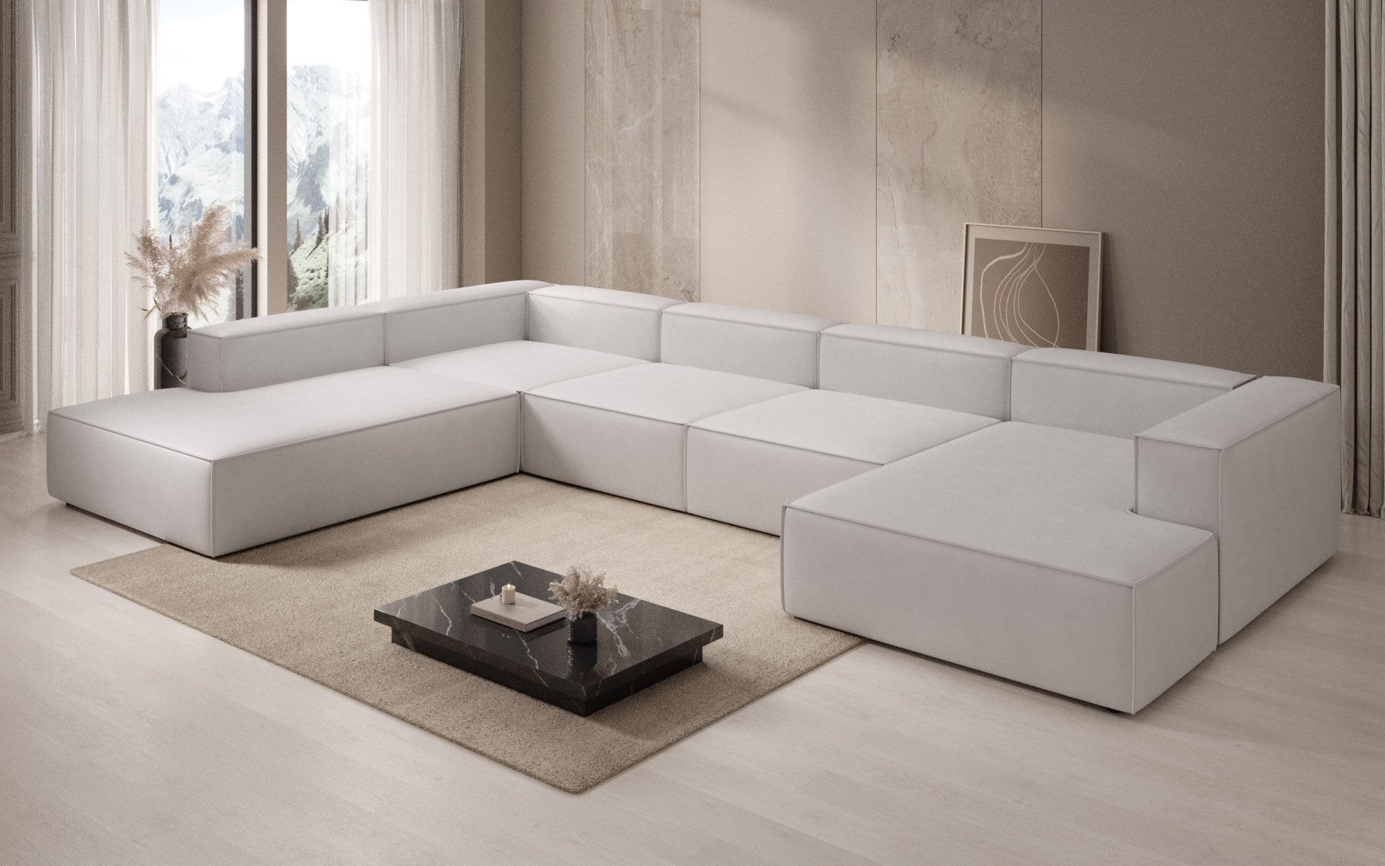 Designer Sofa Lesley U XXL in Echtleder