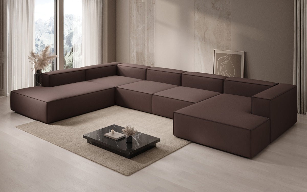 Designer Sofa Lesley U XXL in Stoff